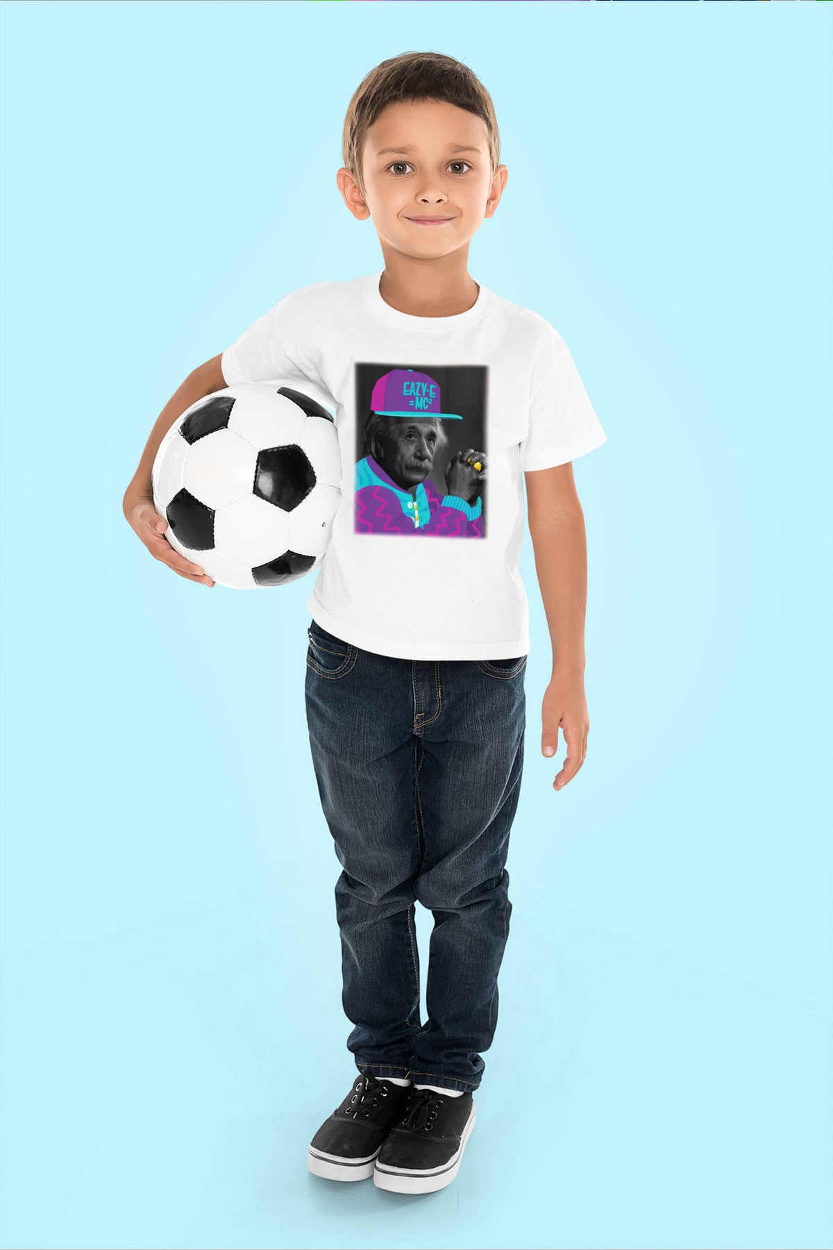 Einstein Baskılı Beyaz Unisex Çocuk Tişört