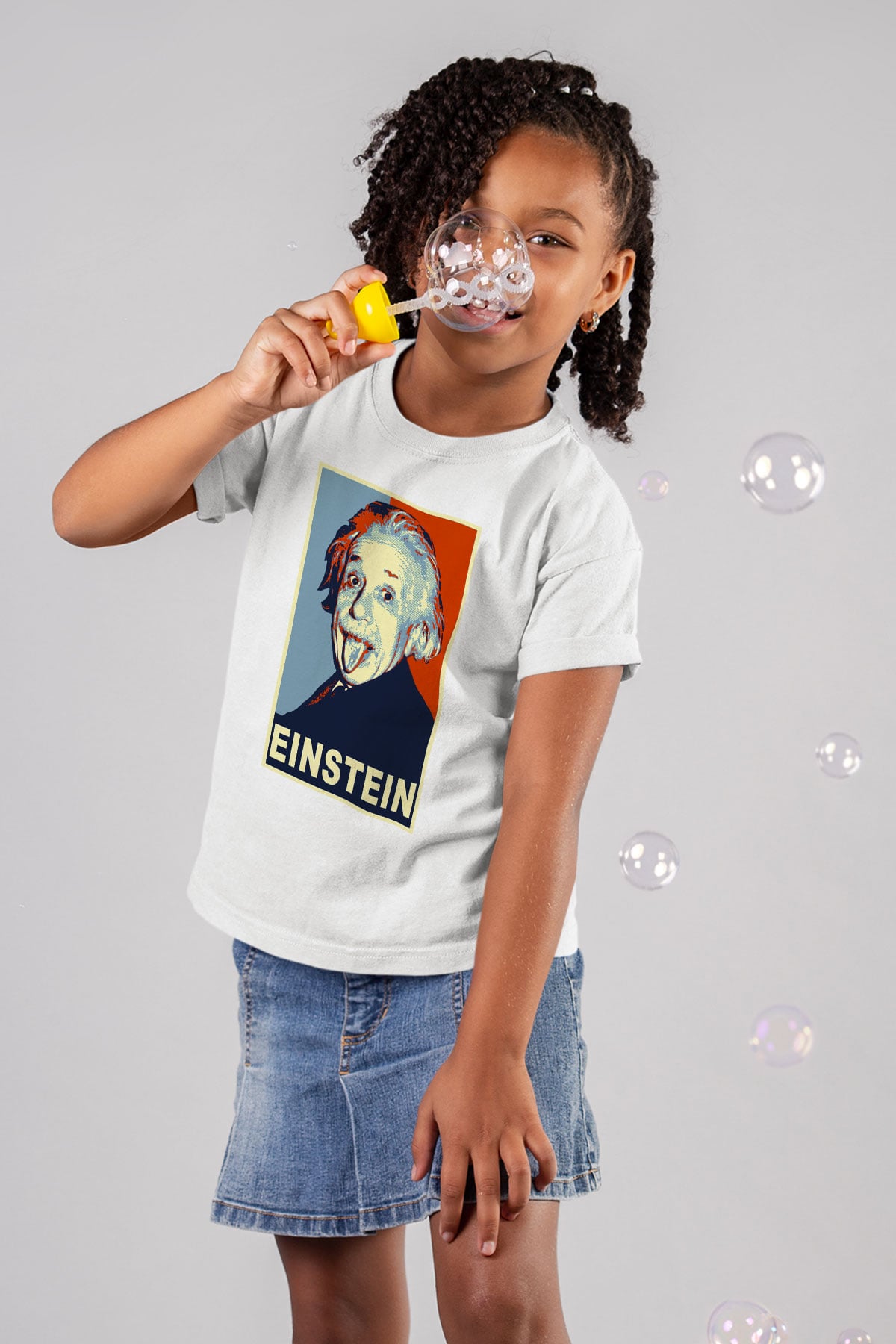 Einstein Baskılı Beyaz Unisex Çocuk Tişört