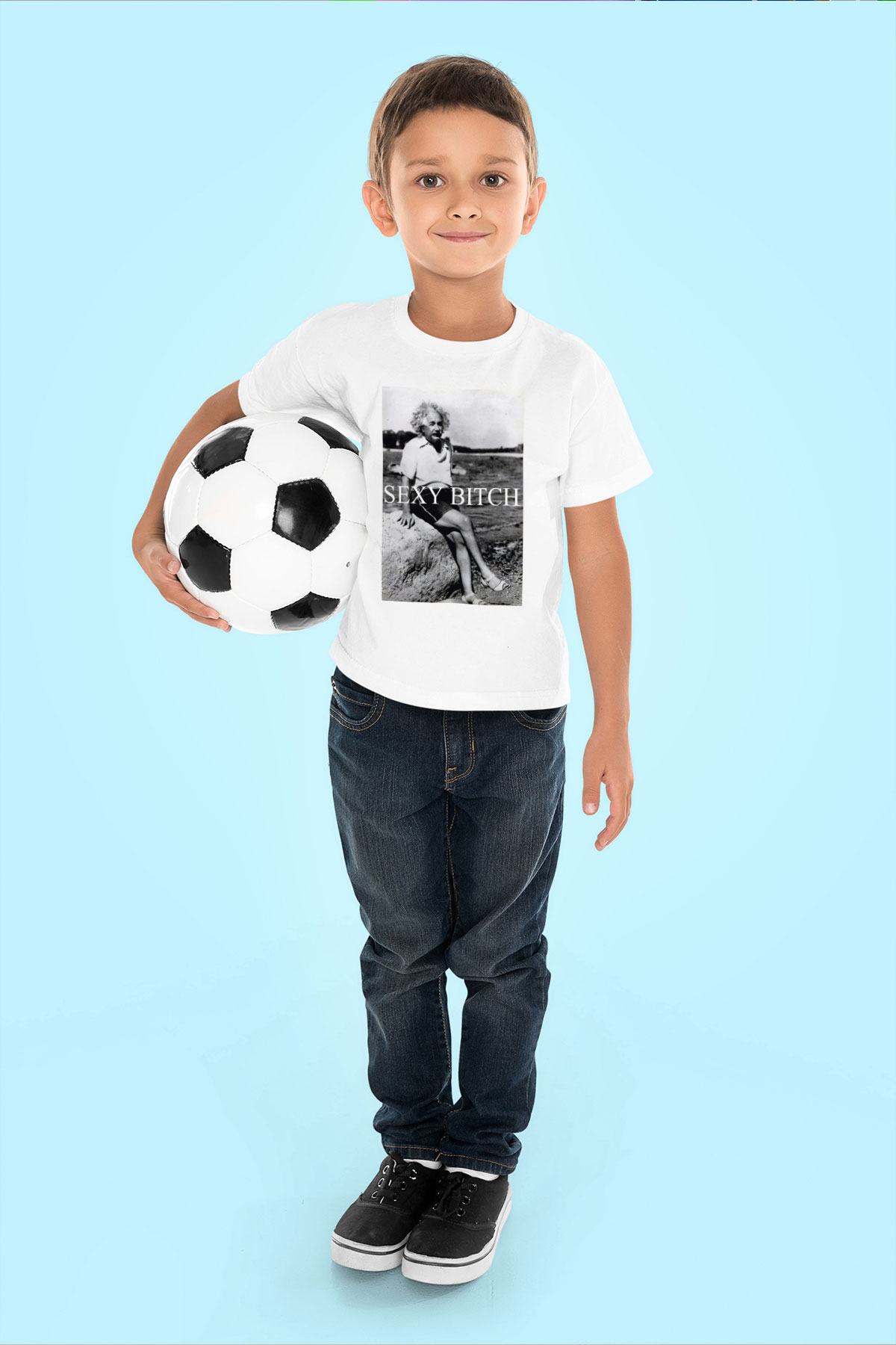 Einstein Baskılı Beyaz Unisex Çocuk Tişört