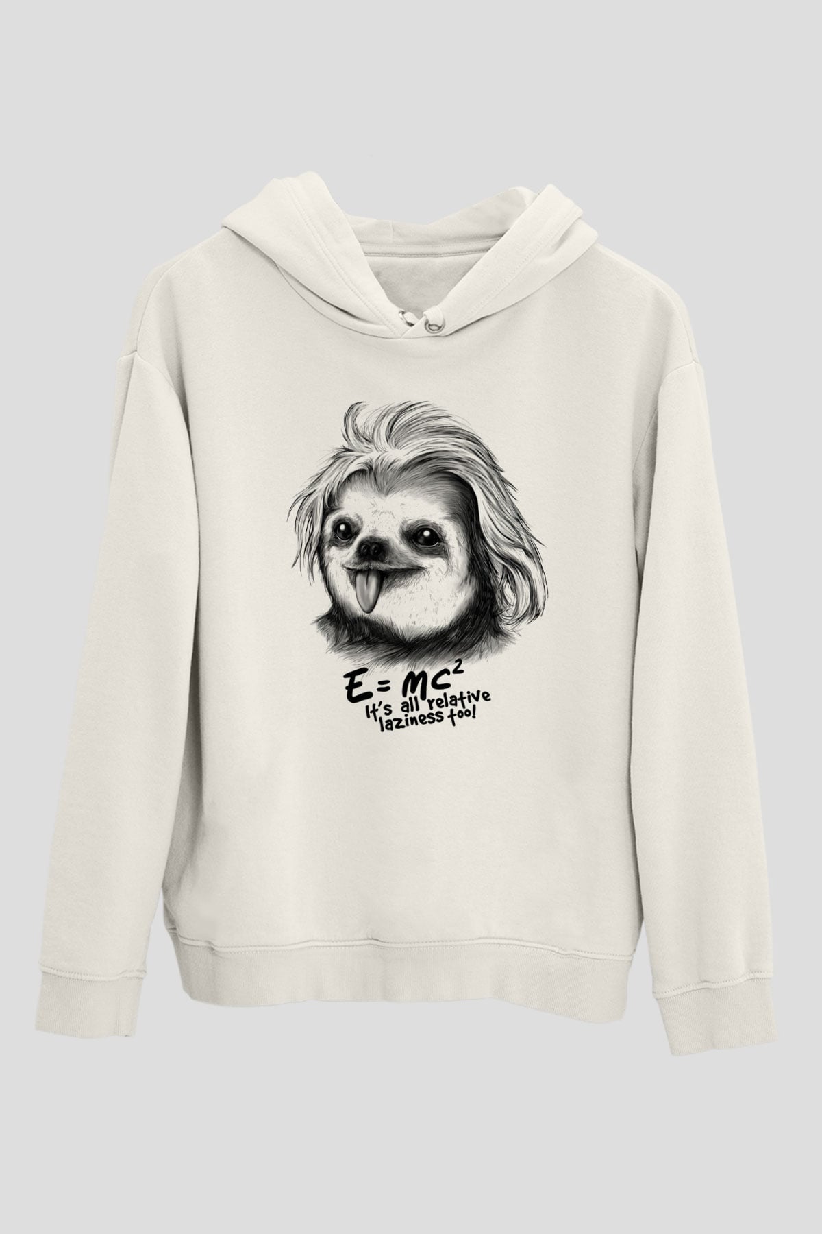 Einstein Beyaz Unisex Kapşonlu Sweatshirt