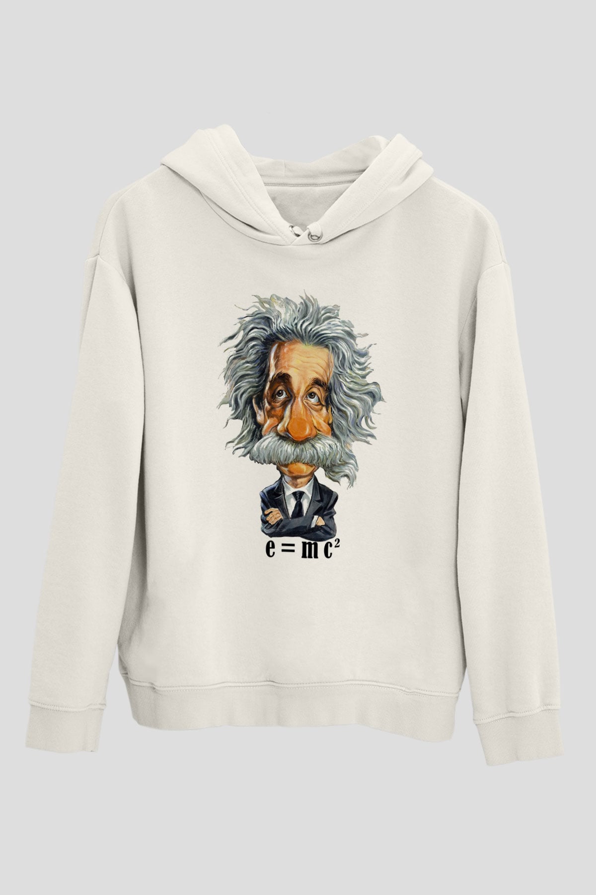 Einstein Beyaz Unisex Kapşonlu Sweatshirt
