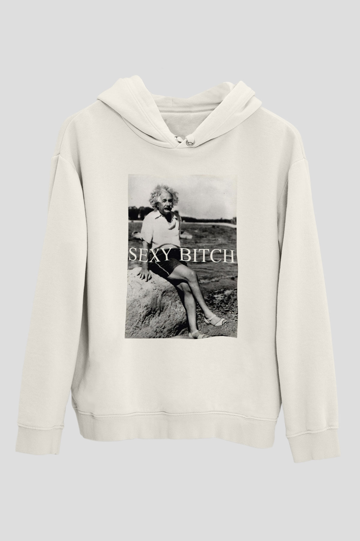 Einstein Beyaz Unisex Kapşonlu Sweatshirt
