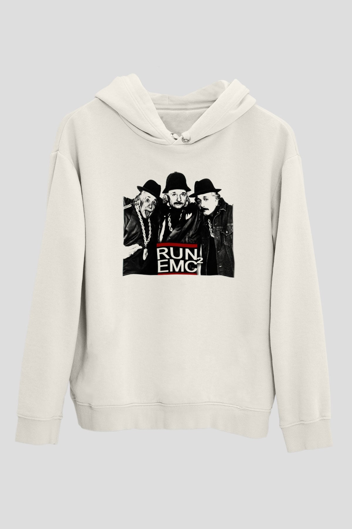 Einstein Beyaz Unisex Kapşonlu Sweatshirt