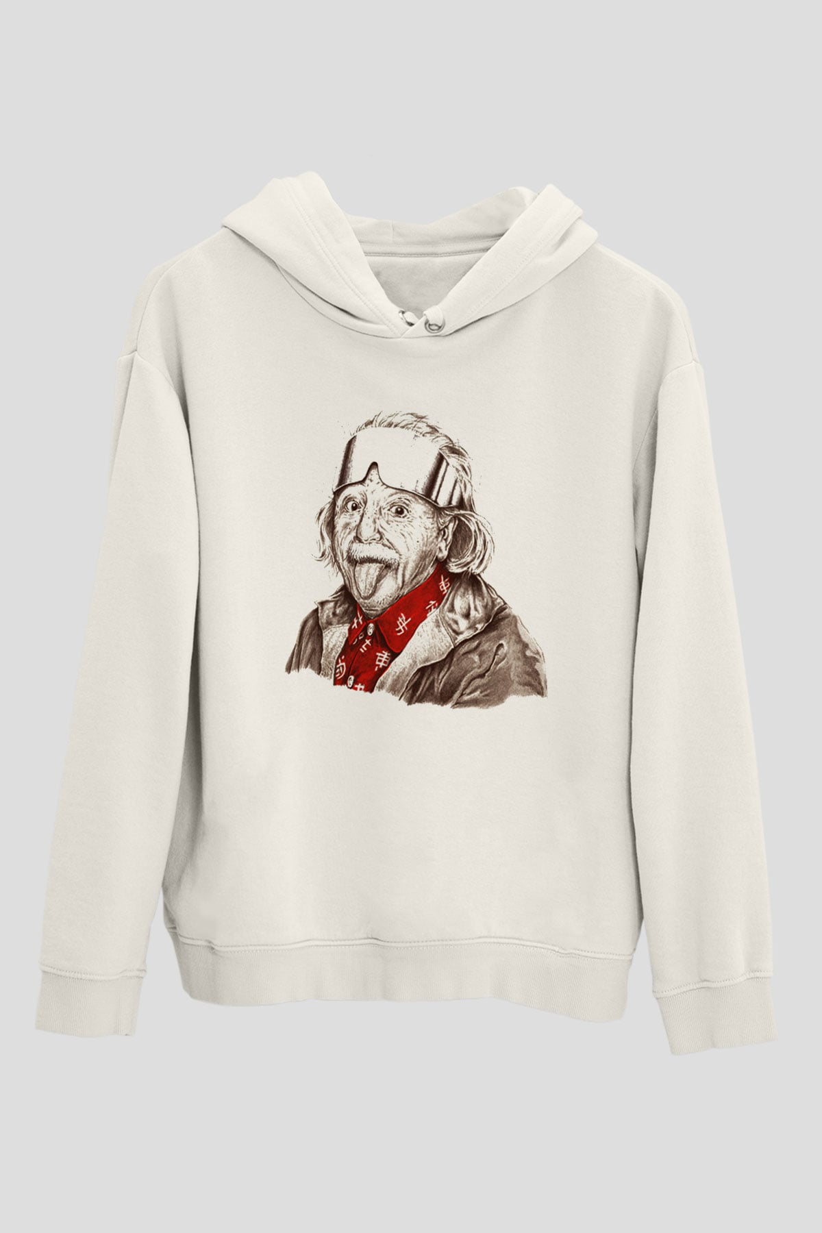 Einstein Beyaz Unisex Kapşonlu Sweatshirt