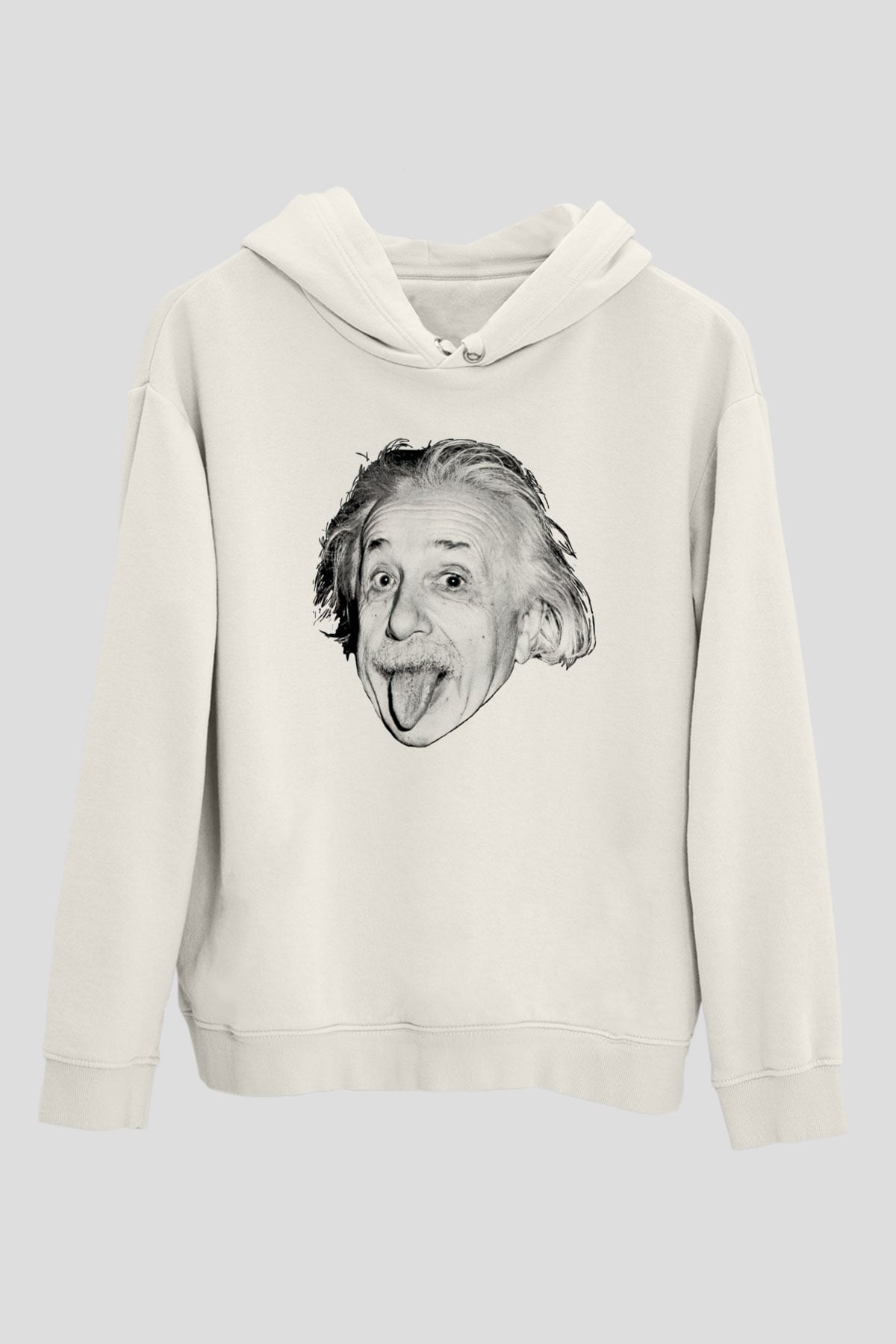Einstein Beyaz Unisex Kapüşonlu Sweatshirt
