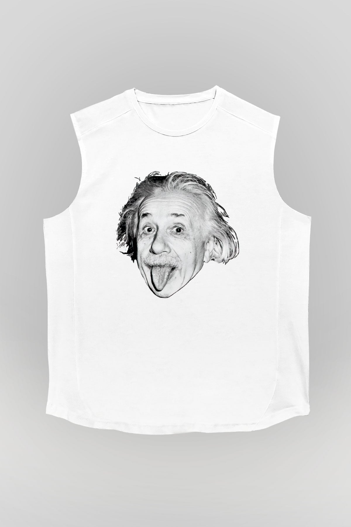 Einstein Beyaz Unisex Kolsuz Tişört