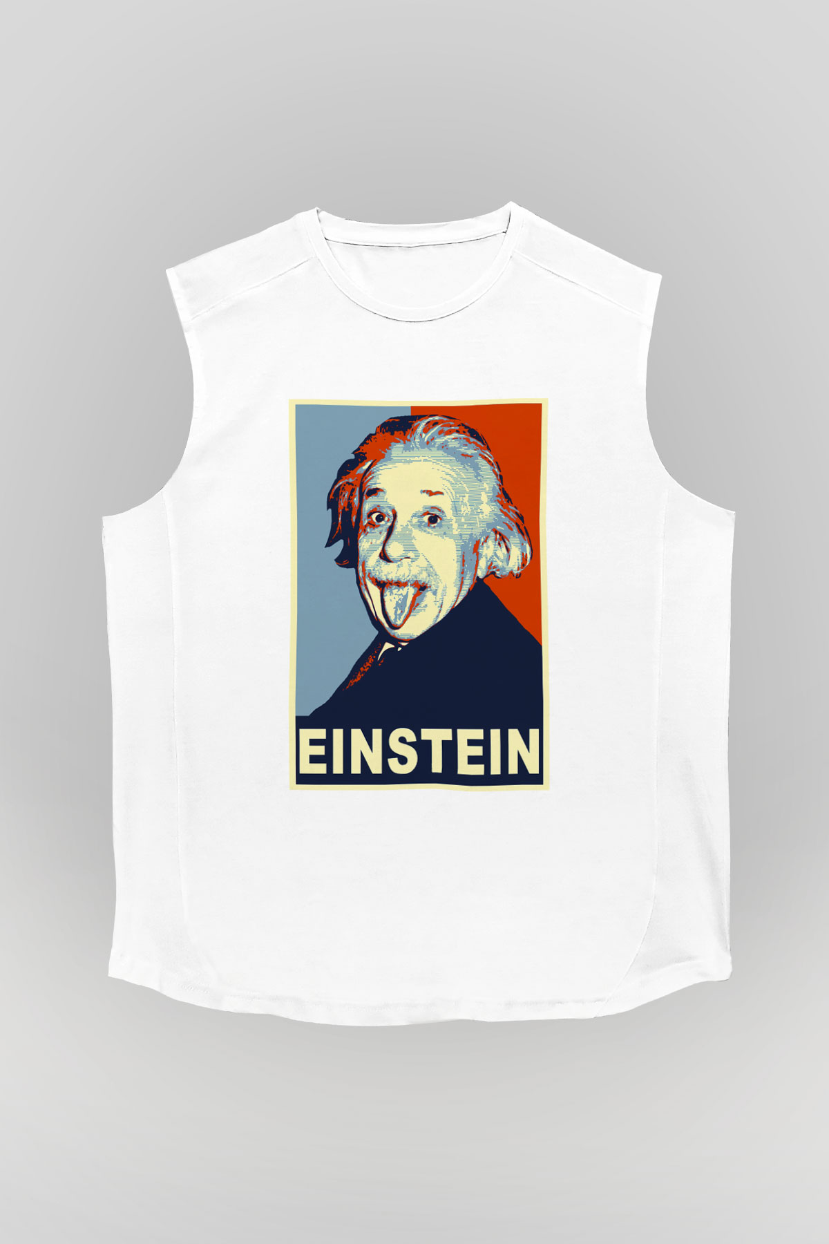 Einstein Beyaz Unisex Kolsuz Tişört