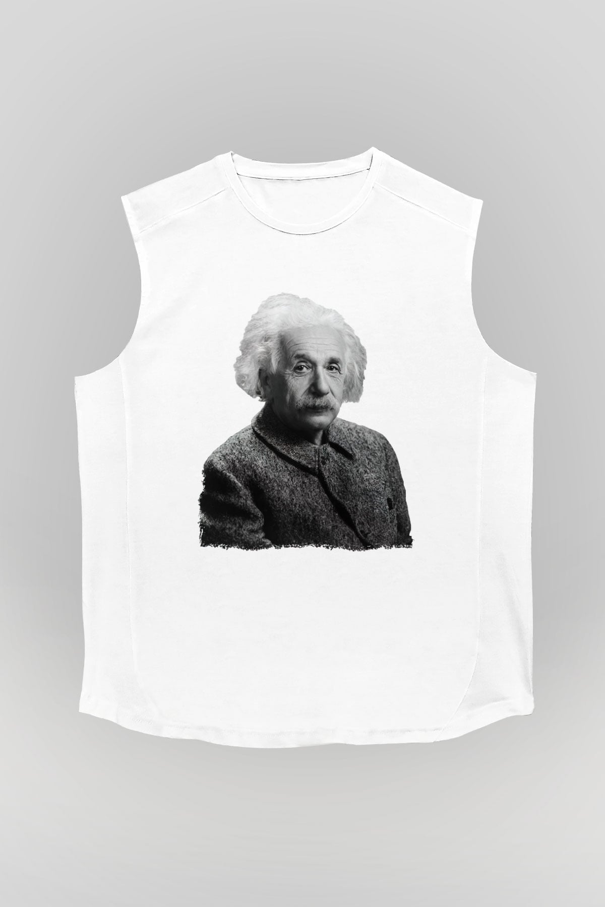 Einstein Beyaz Unisex Kolsuz Tişört