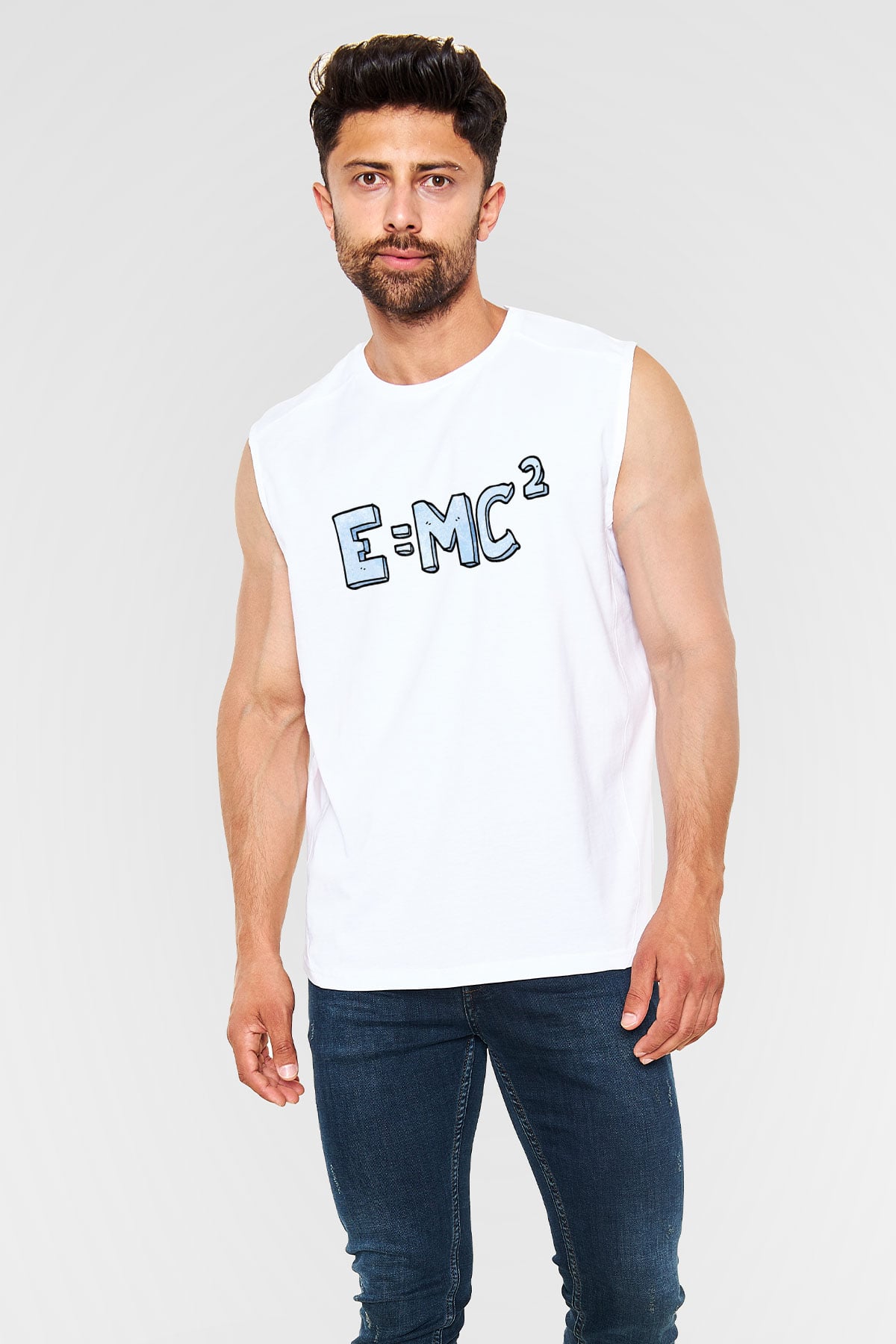 Einstein Beyaz Unisex Kolsuz Tişört