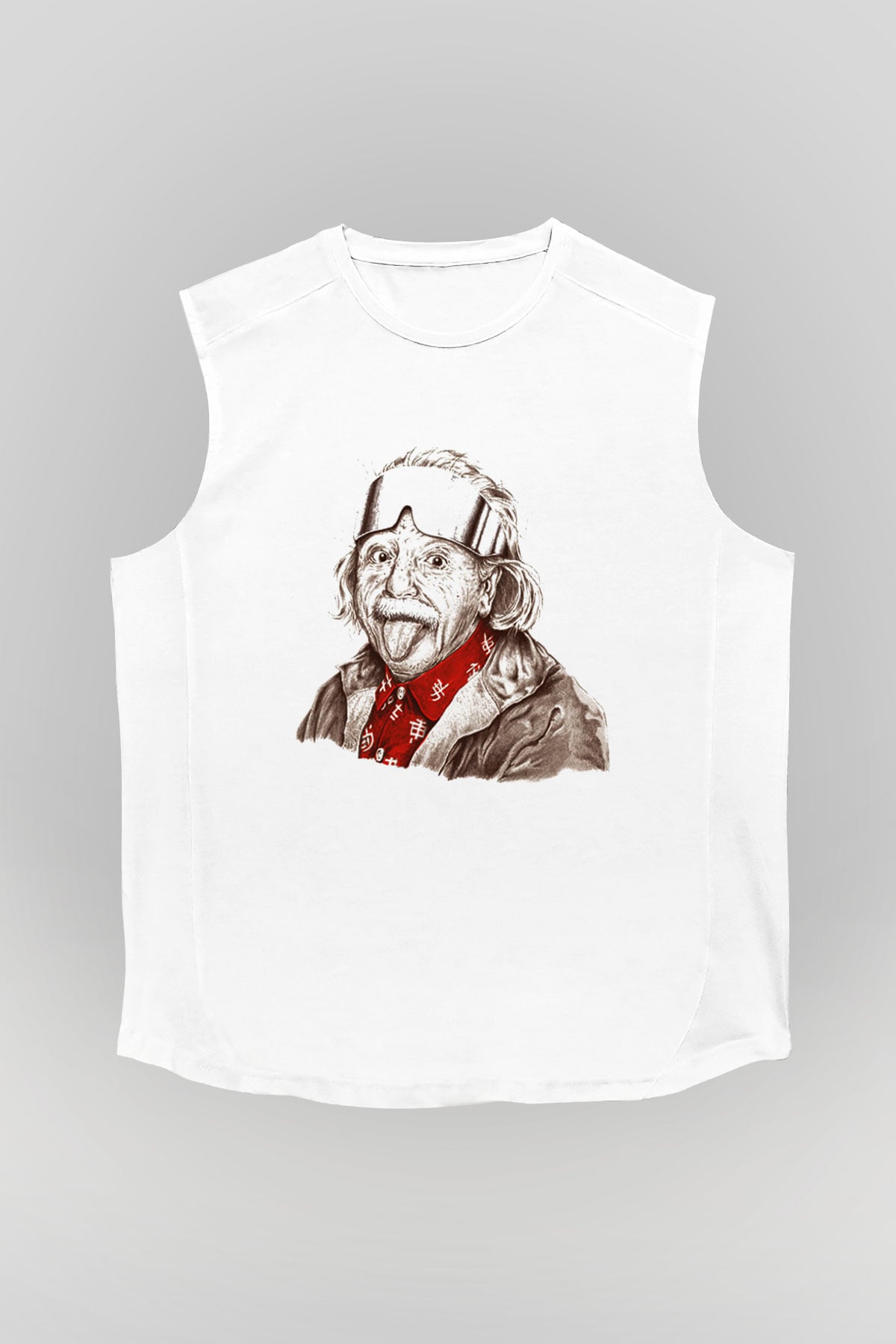 Einstein Beyaz Unisex Kolsuz Tişört