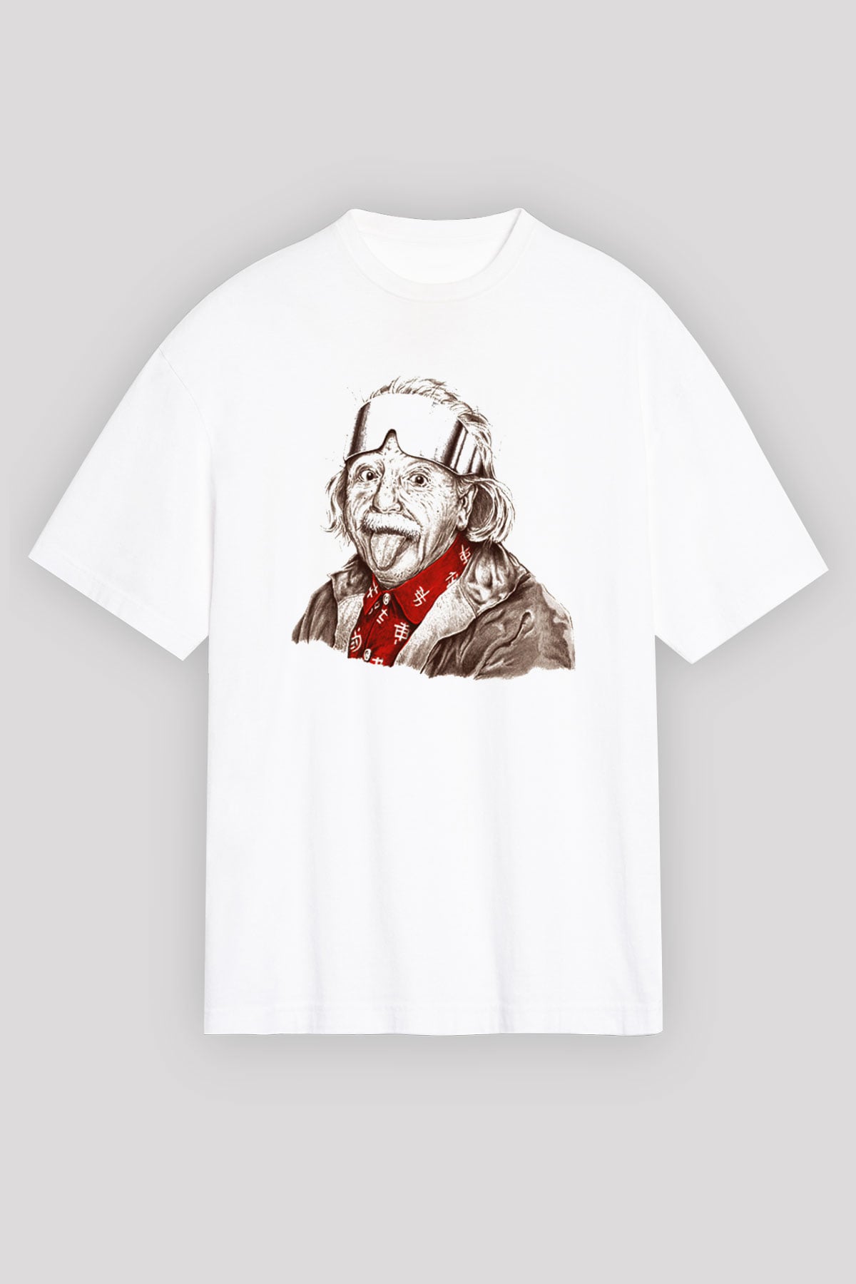 Einstein Beyaz Unisex Oversize Tişört T-Shirt