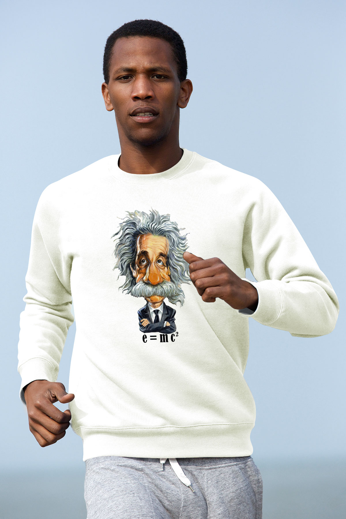 Einstein Beyaz Unisex Sweatshirt
