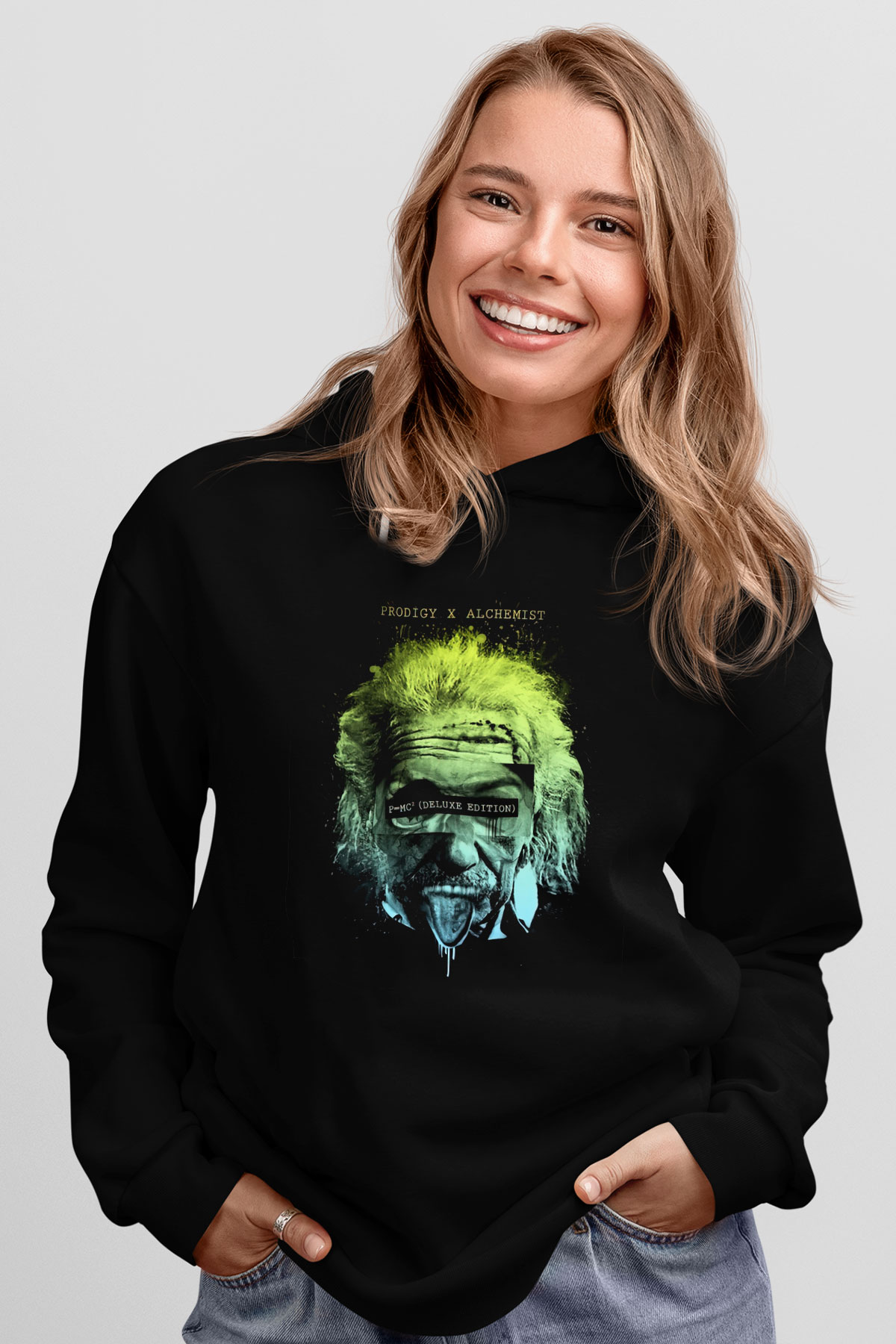 Einstein Siyah Unisex Hoodie