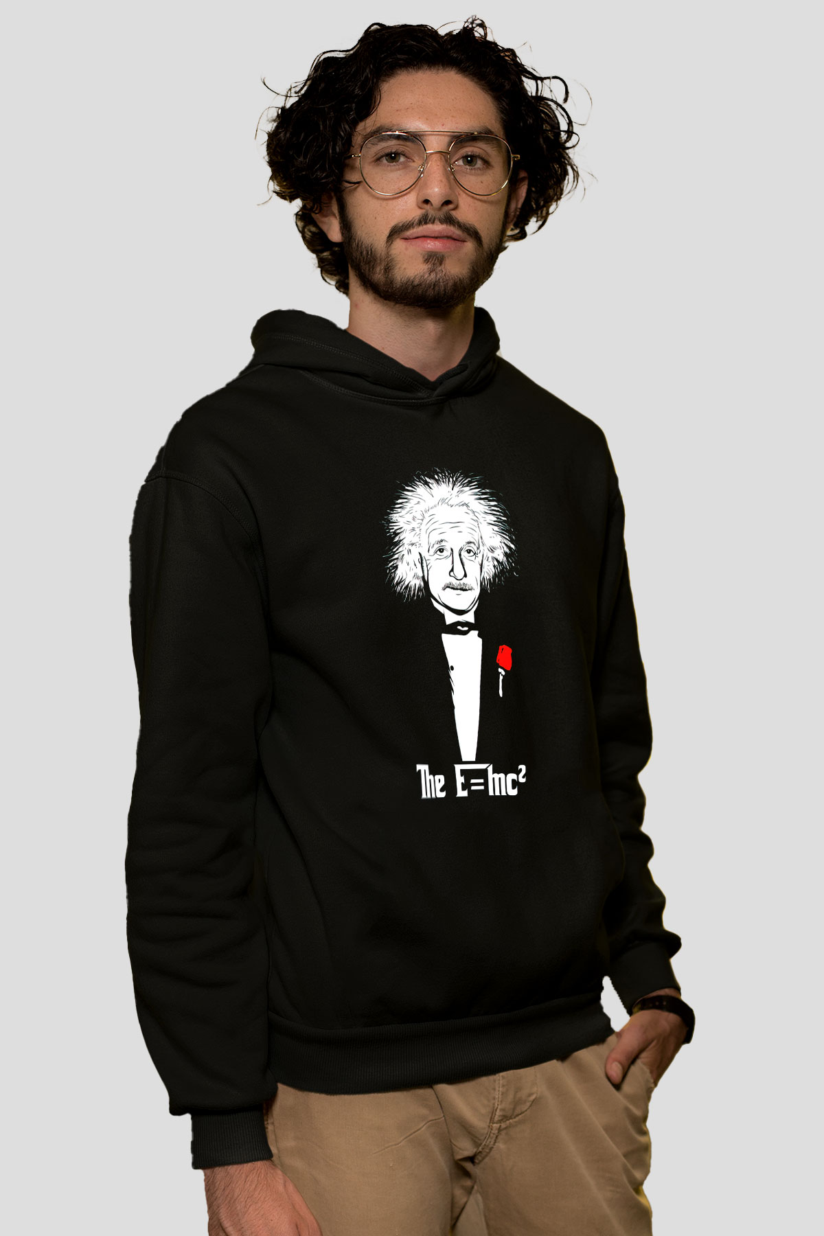 Einstein Siyah Unisex Hoodie
