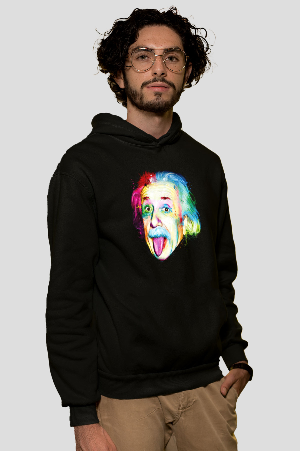 Einstein Siyah Unisex Hoodie