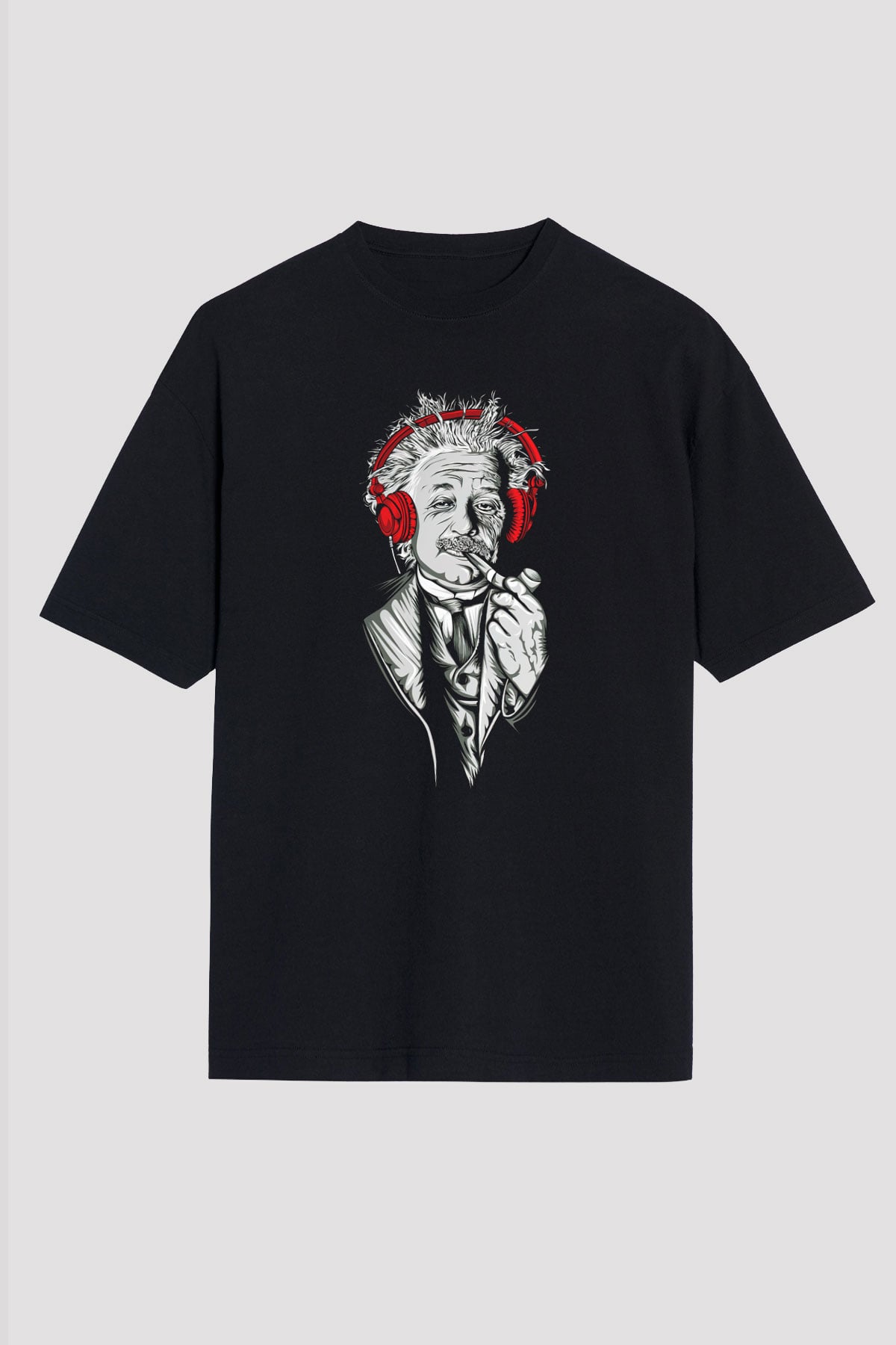 Einstein Siyah Unisex Oversize Tişört T-Shirt