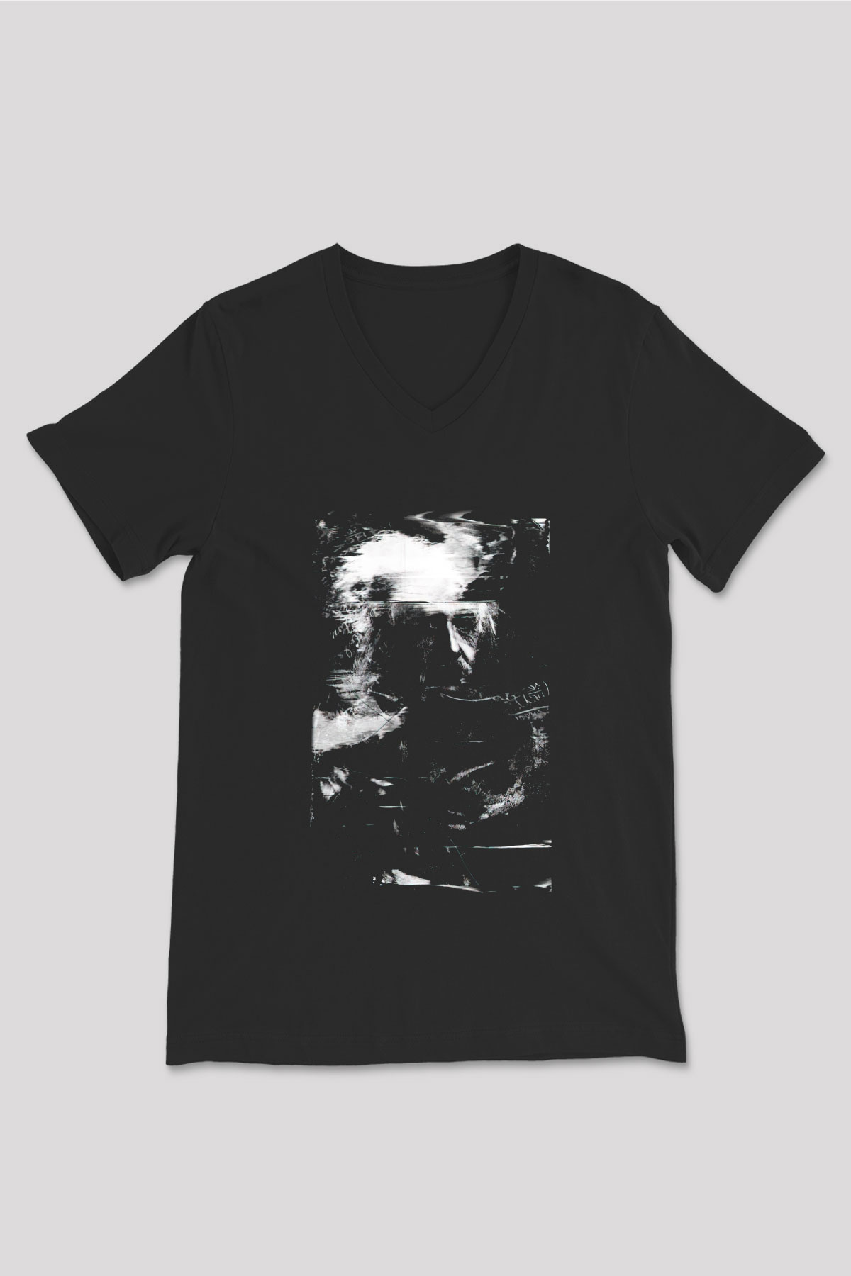 Einstein Siyah Unisex V Yaka Tişört T-Shirt