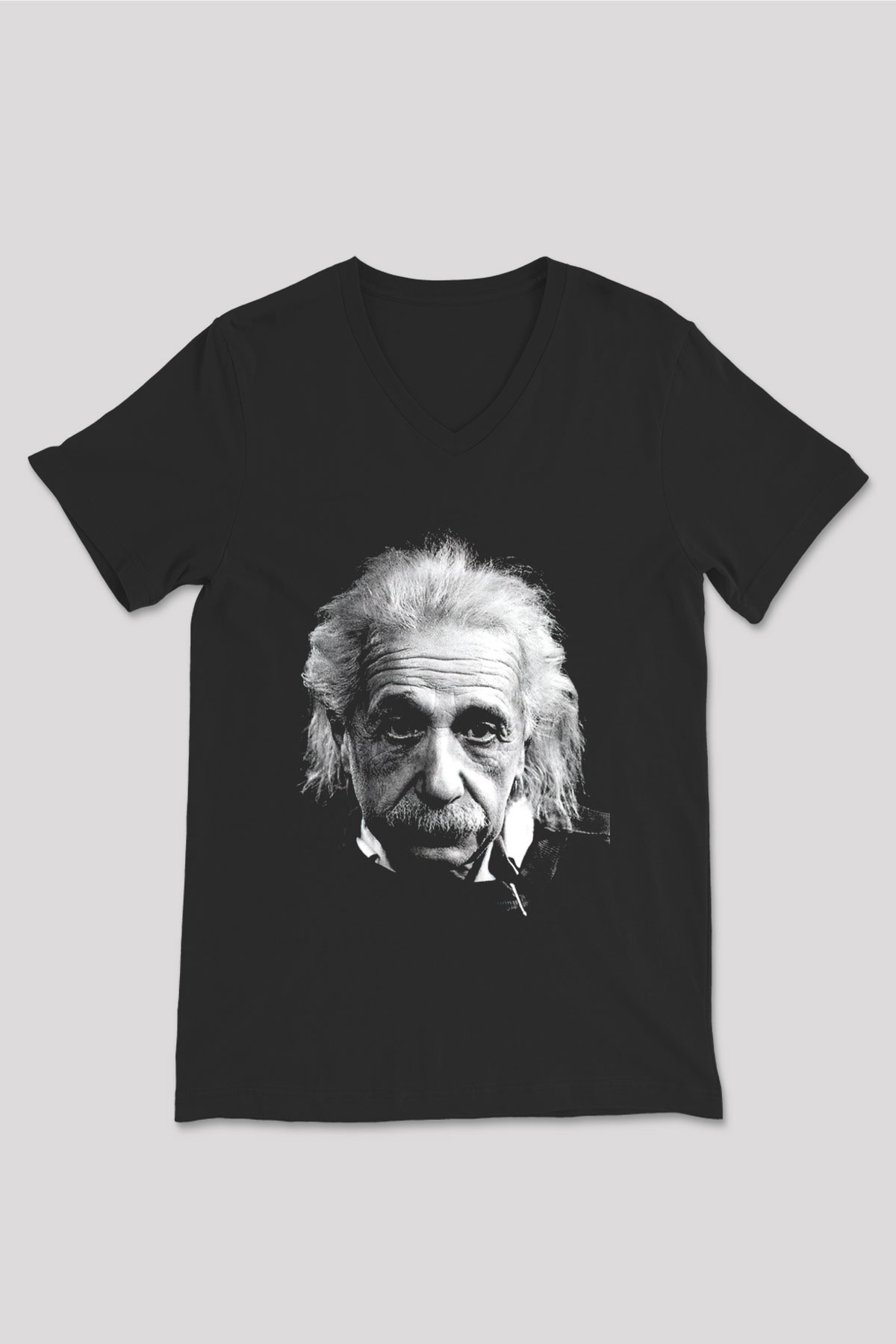 Einstein Siyah Unisex V Yaka Tişört T-Shirt