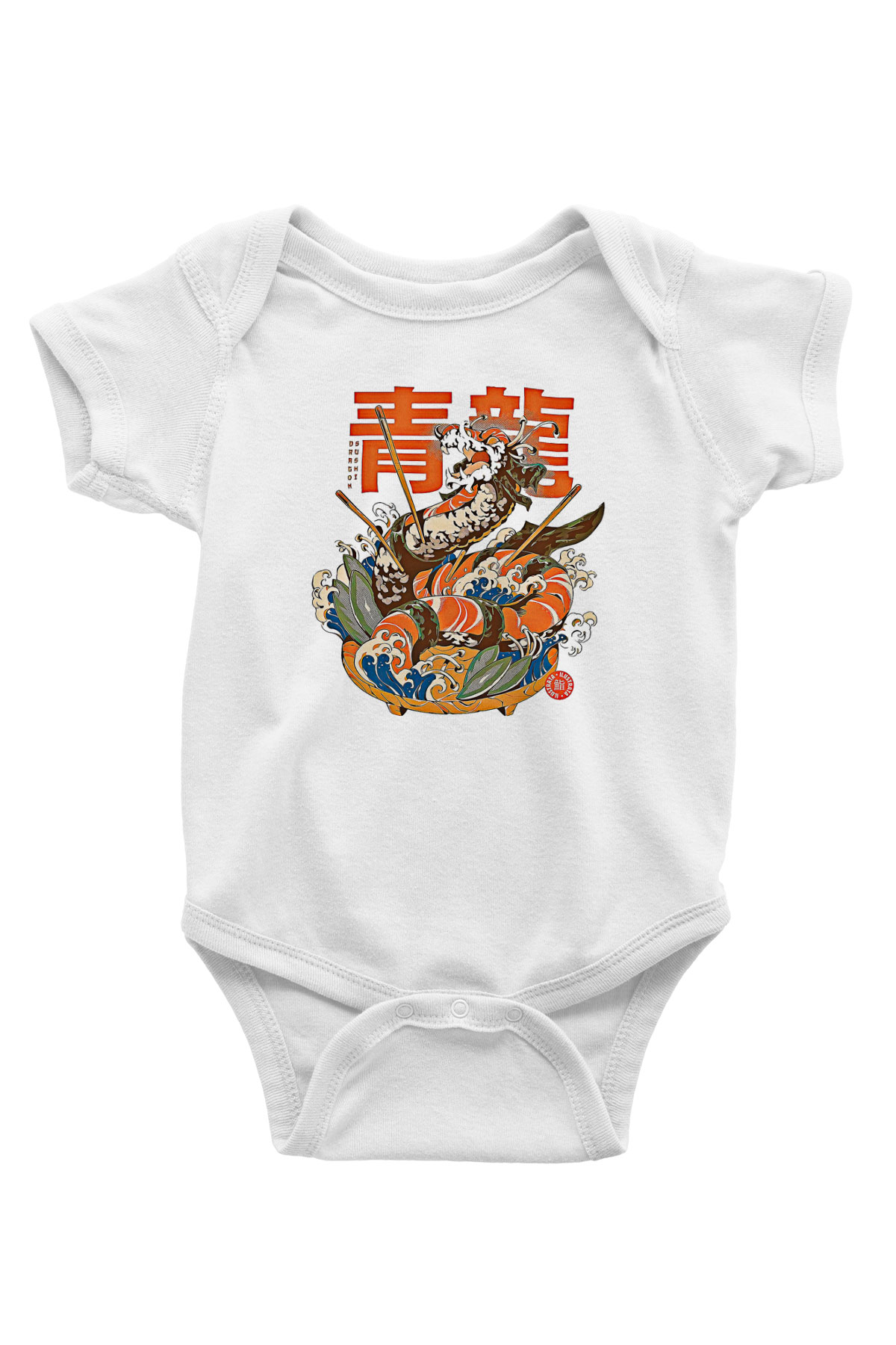 Ejderha Baskılı Beyaz Unisex Bebek Body - Zıbın