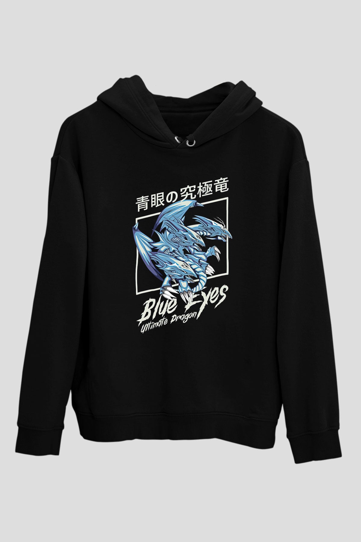 Ejderha Baskılı Unisex Siyah Hoodie