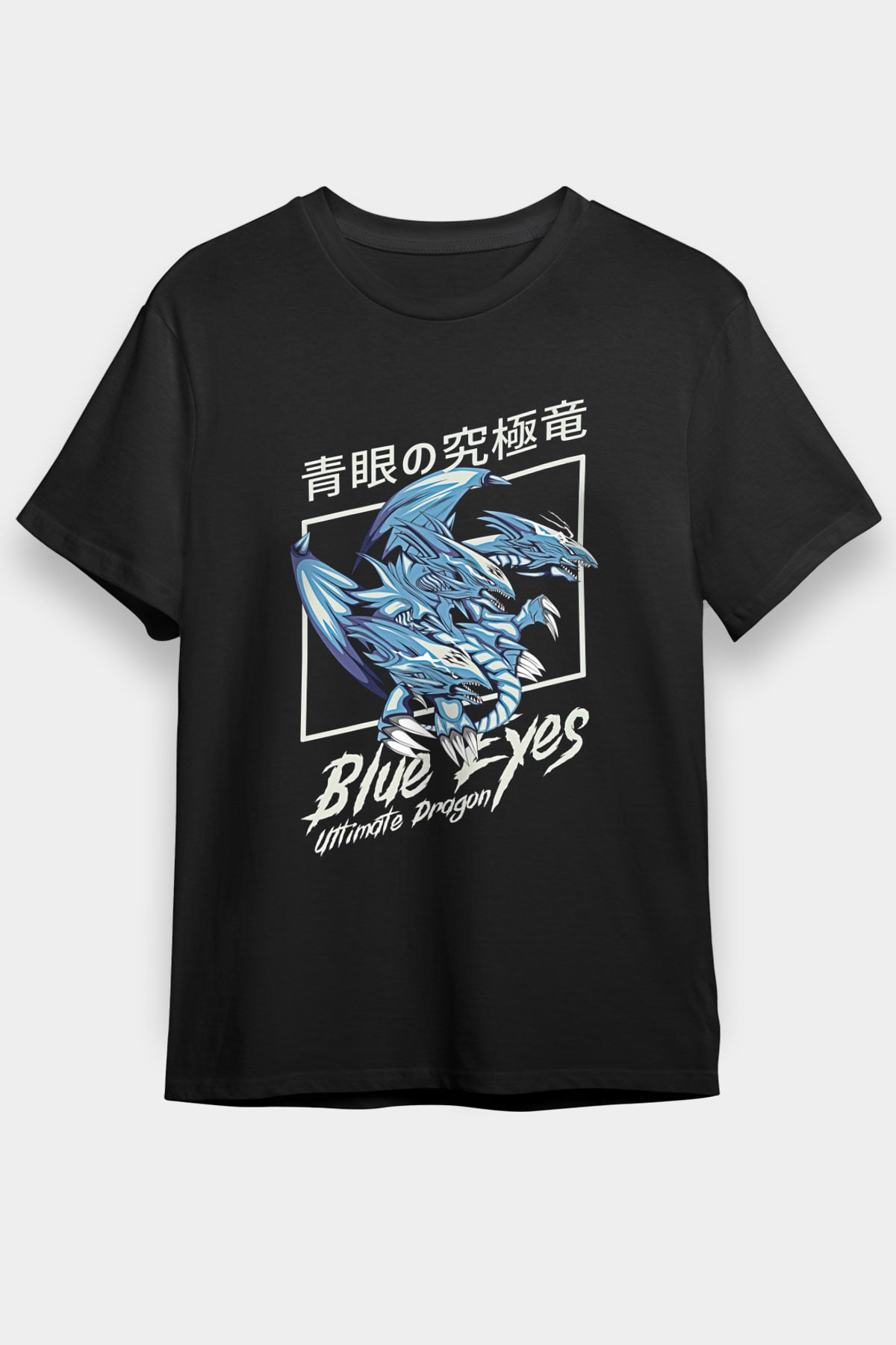 Ejderha Baskılı Unisex Siyah Tişört - Tshirt