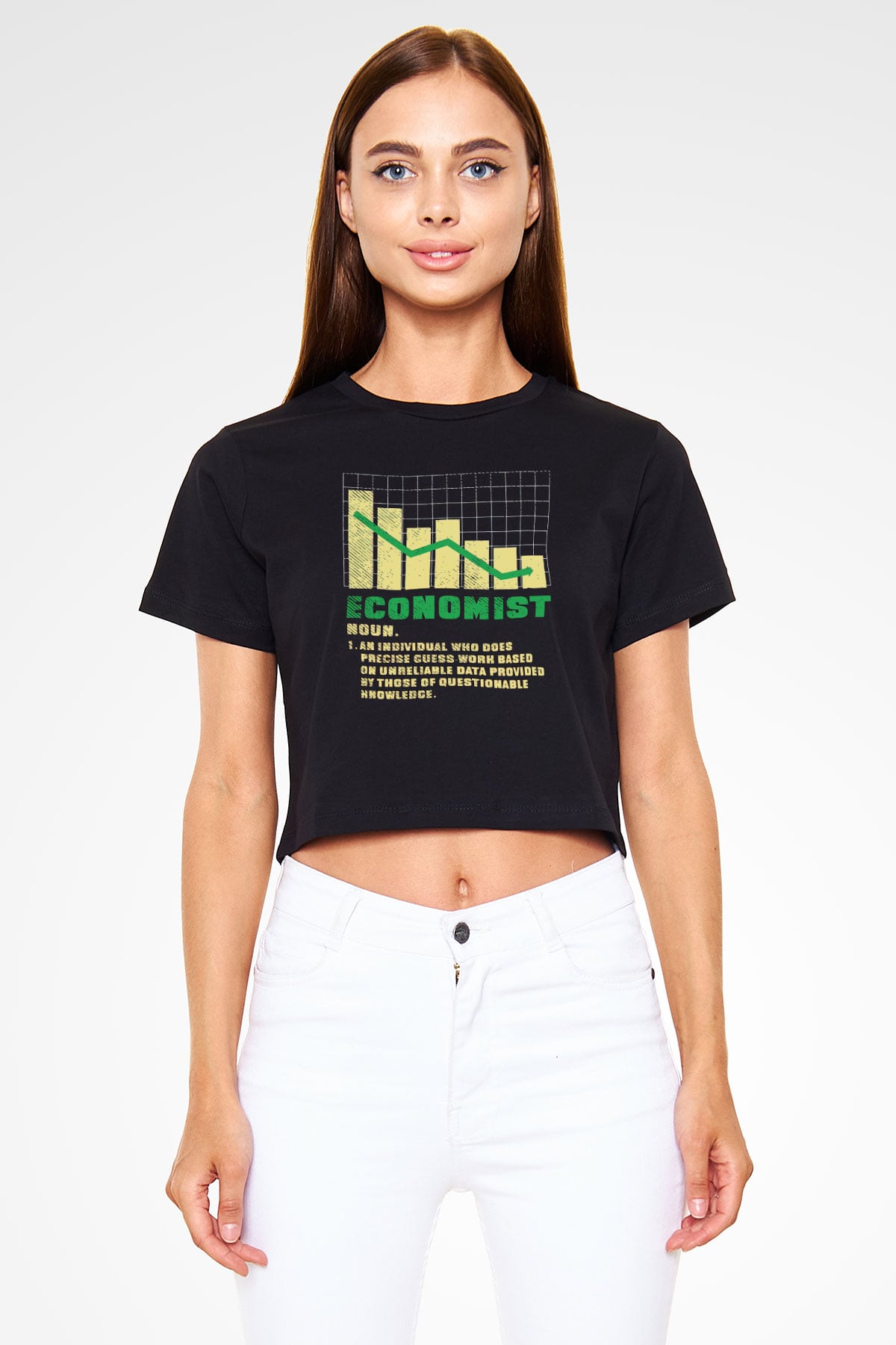 Ekonomist Siyah  Crop Top Tişört
