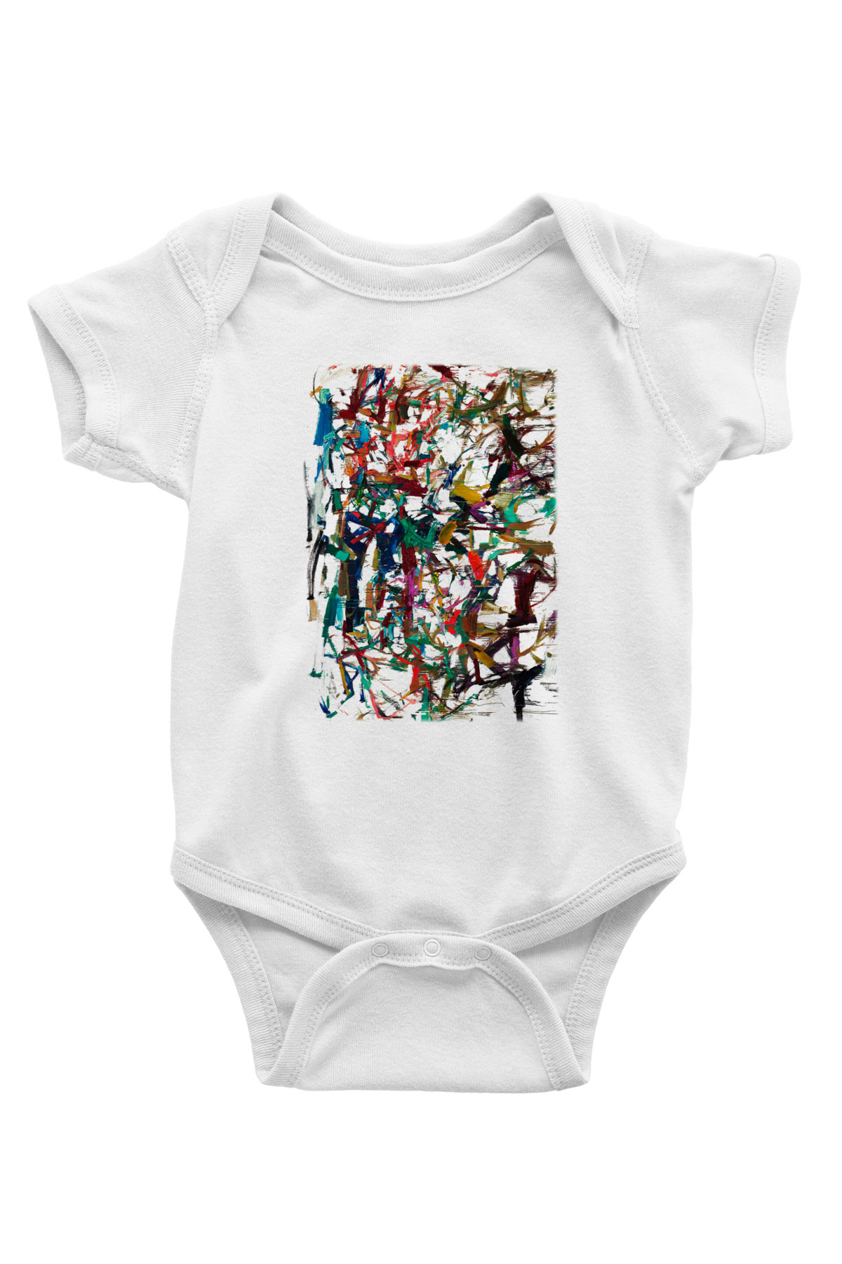 Ekspresyonizm Baskılı Beyaz Unisex Bebek Body - Zıbın