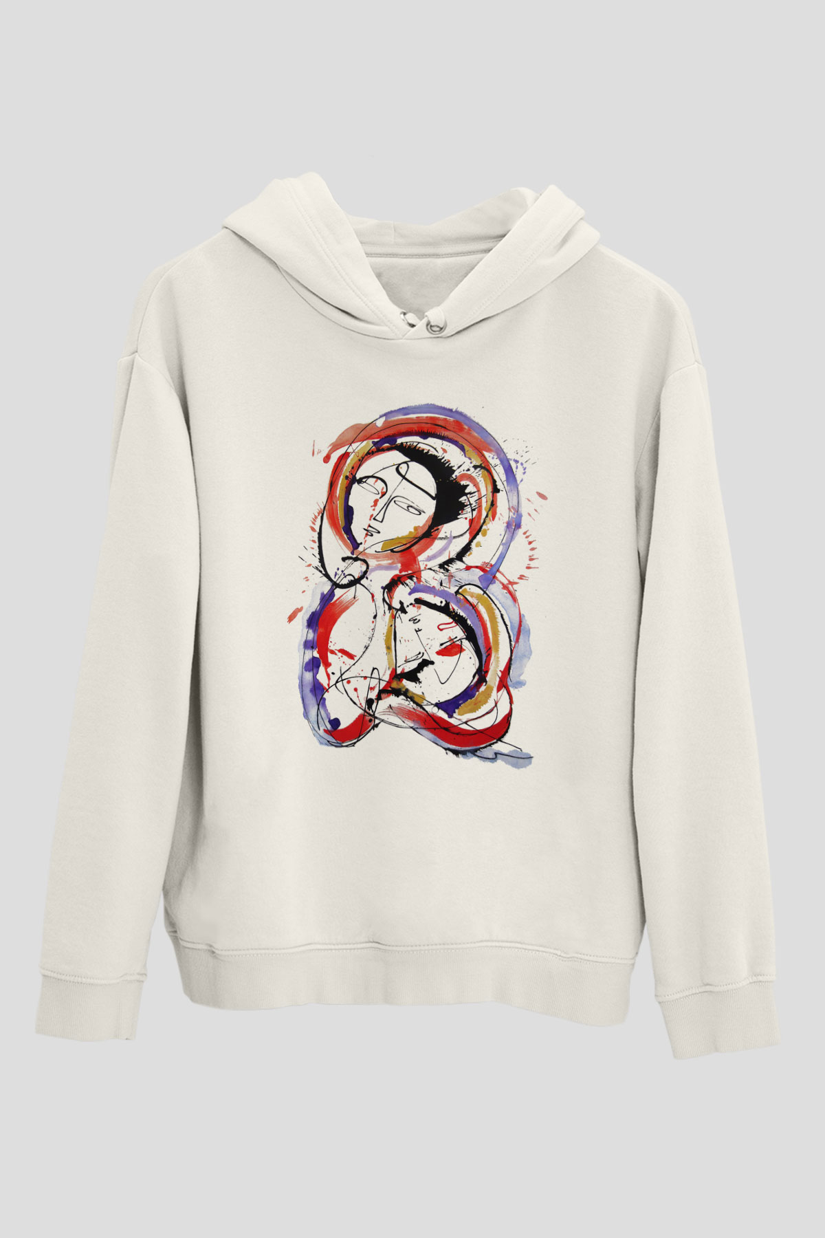 Ekspresyonizm Beyaz Unisex Kapşonlu Sweatshirt