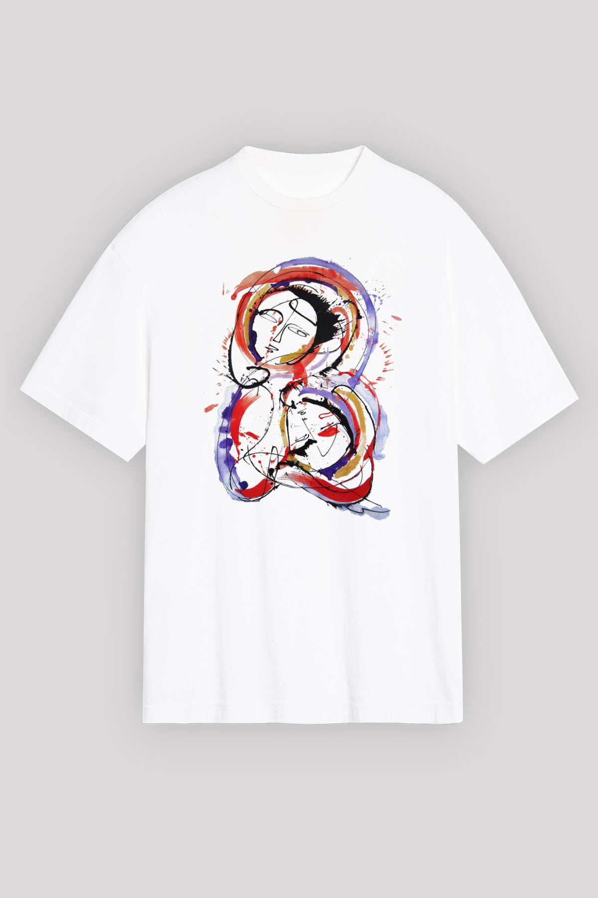 Ekspresyonizm Beyaz Unisex Oversize Tişört T-Shirt