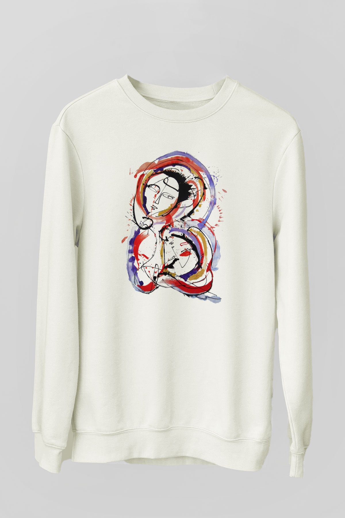Ekspresyonizm Beyaz Unisex Sweatshirt