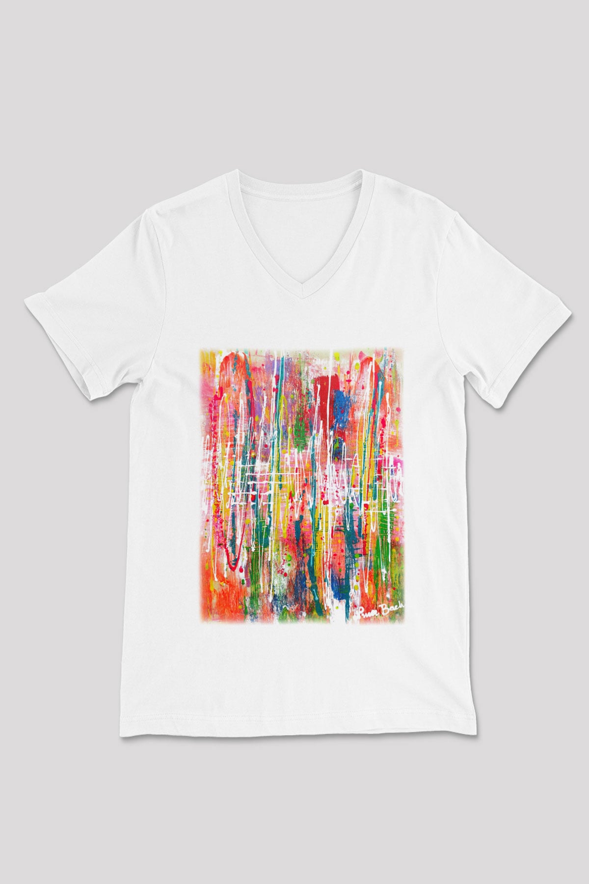 Ekspresyonizm Beyaz Unisex V Yaka Tişört T-Shirt