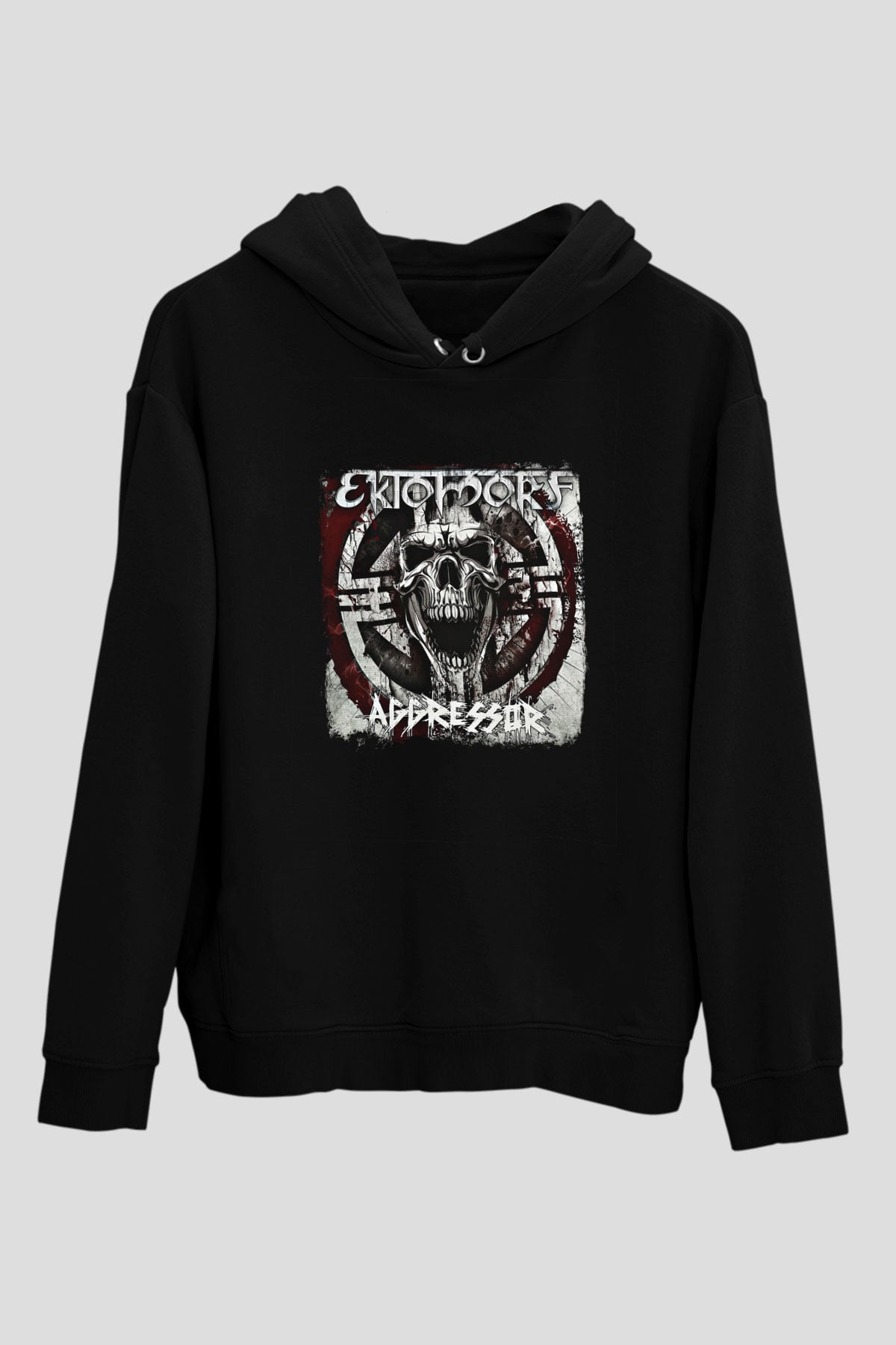 Ektomorf Baskılı Unisex Siyah Hoodie