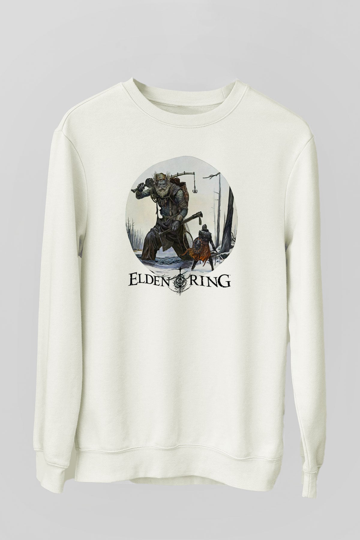 Elden Ring Baskılı Beyaz Unisex Sweatshirt