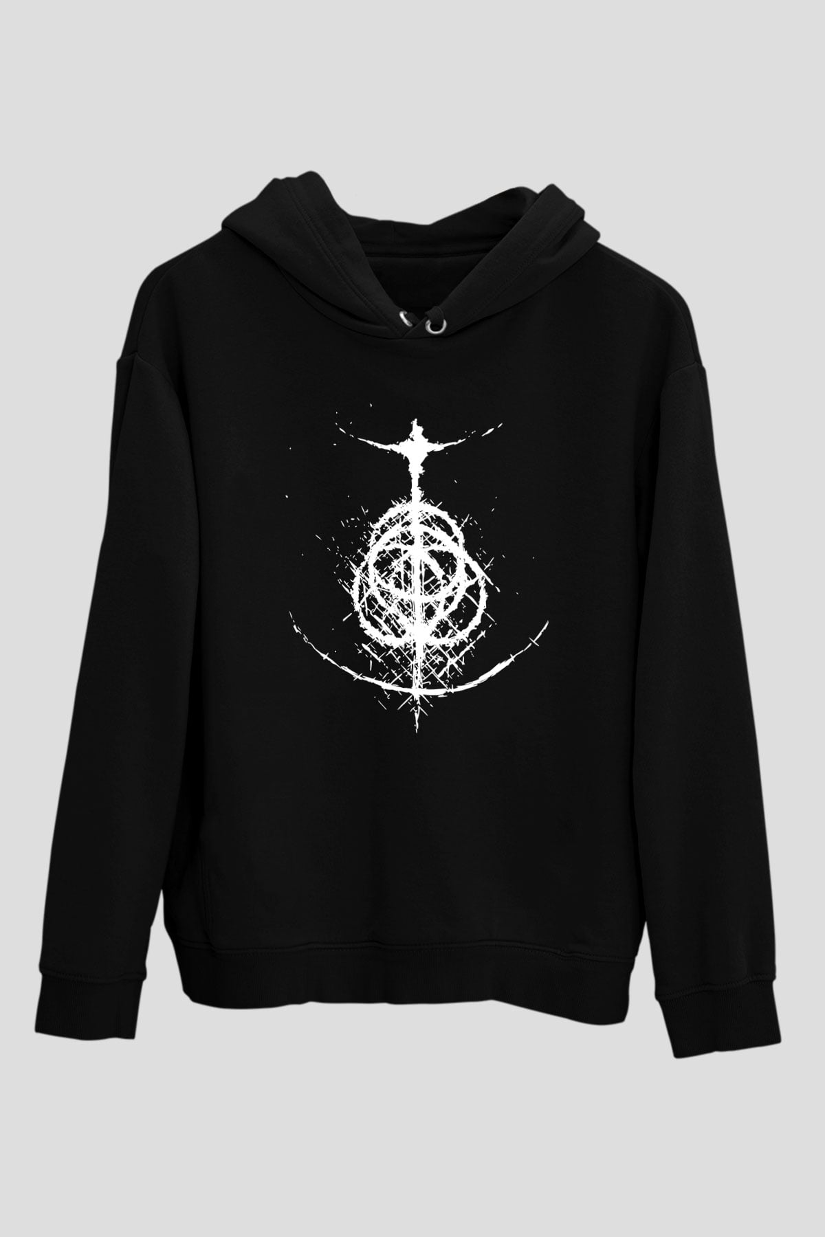 Elden Ring Baskılı Unisex Siyah Kapüşonlu Sweatshirt
