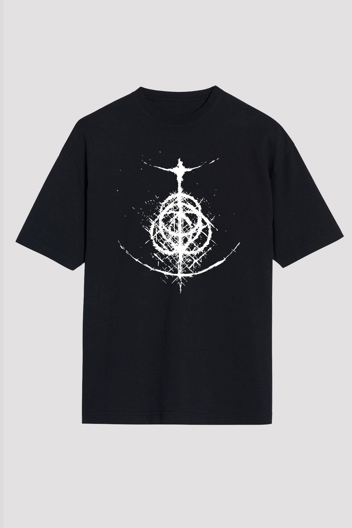 Elden Ring Baskılı Unisex Siyah Oversize Tişört - Tshirt
