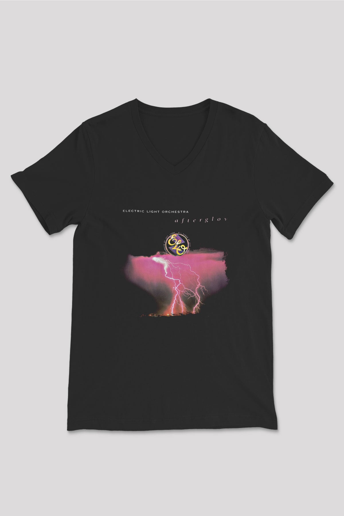 Electric Light Orchestra Baskılı Unisex Siyah V Yaka Tişört