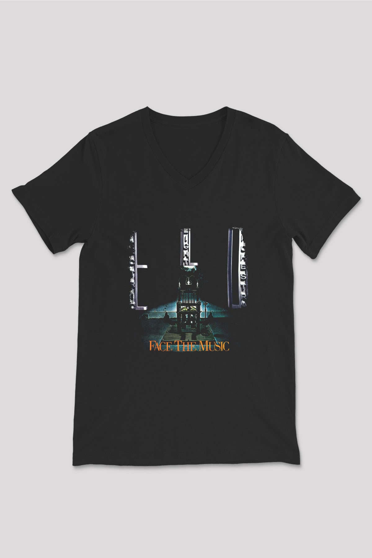 Electric Light Orchestra Baskılı Unisex Siyah V Yaka Tişört