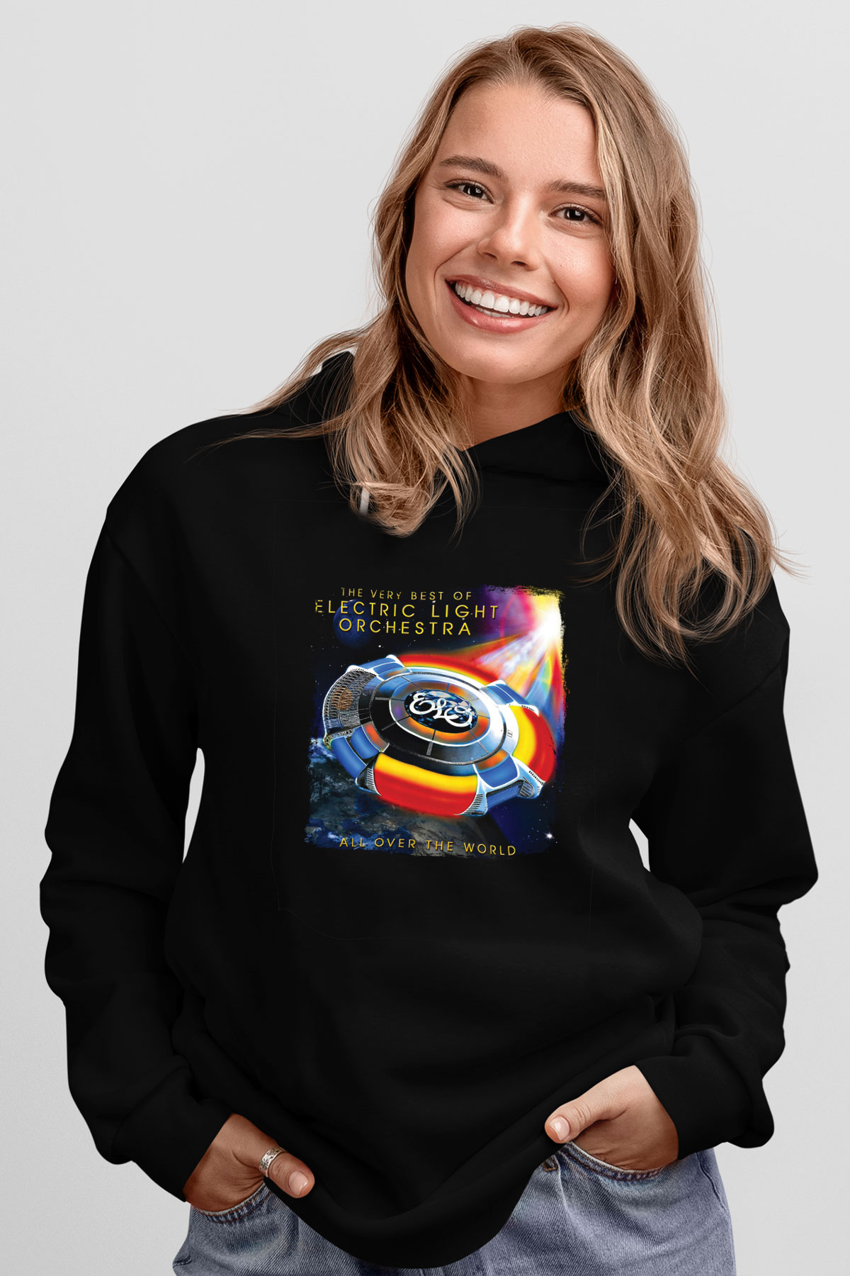 Electric Light Orchestra Baskılı Unisex Siyah Hoodie