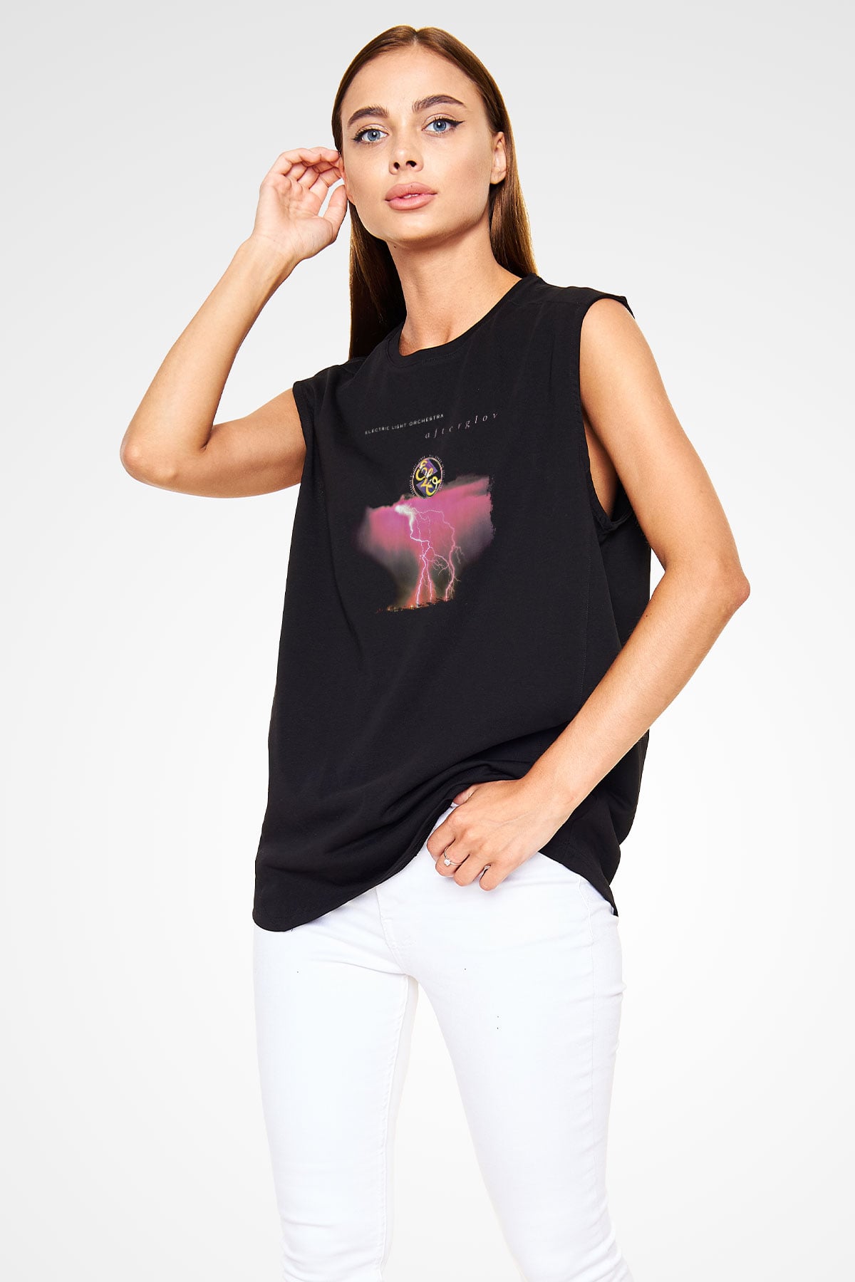 Electric Light Orchestra Baskılı Unisex Siyah Kolsuz Tişört