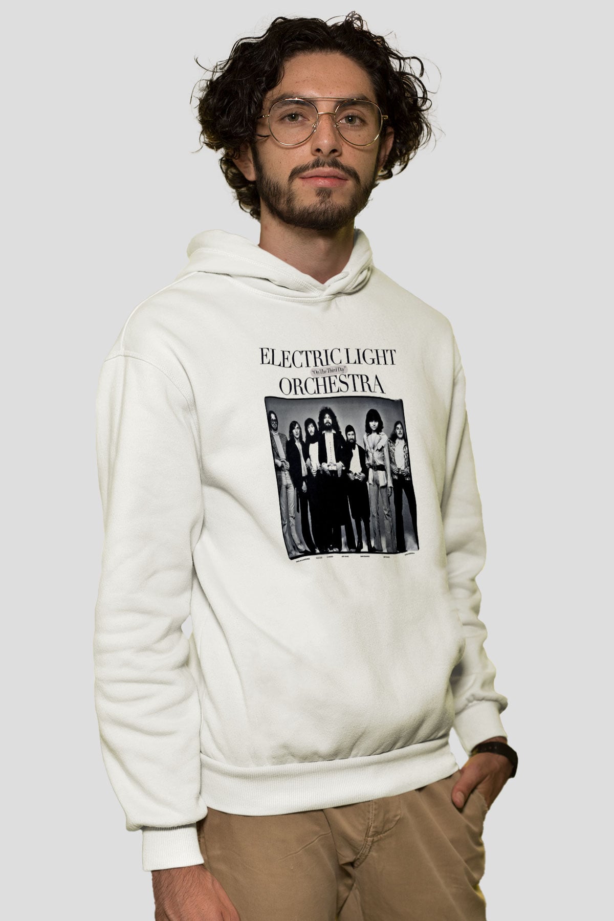 Electric Light Orchestra Baskılı Unisex Beyaz Hoodie