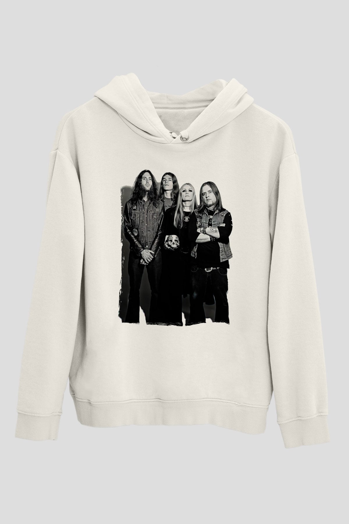 Electric Wizard Baskılı Beyaz Unisex Kapüşonlu Sweatshirt