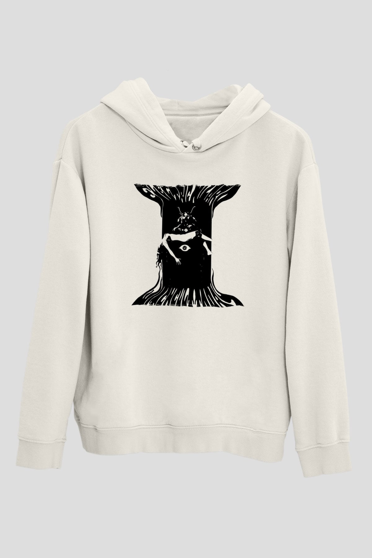 Electric Wizard Baskılı Beyaz Unisex Kapüşonlu Sweatshirt
