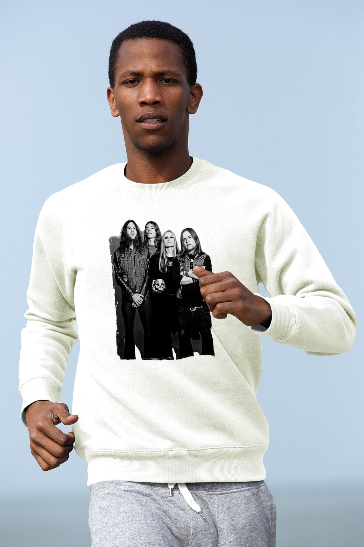 Electric Wizard Baskılı Beyaz Unisex Sweatshirt