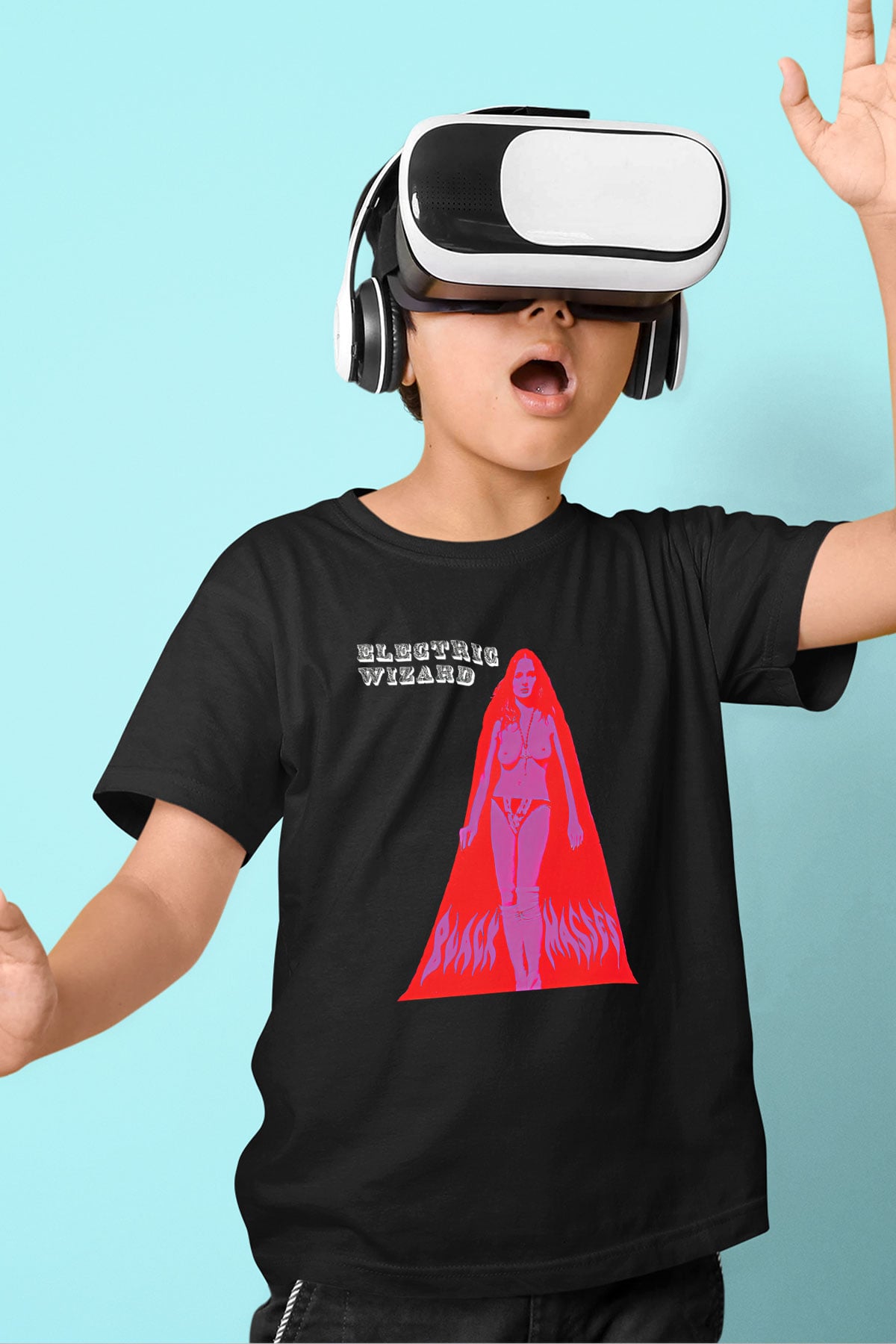 Electric Wizard Baskılı Unisex Siyah Çocuk Tişört - Tshirt