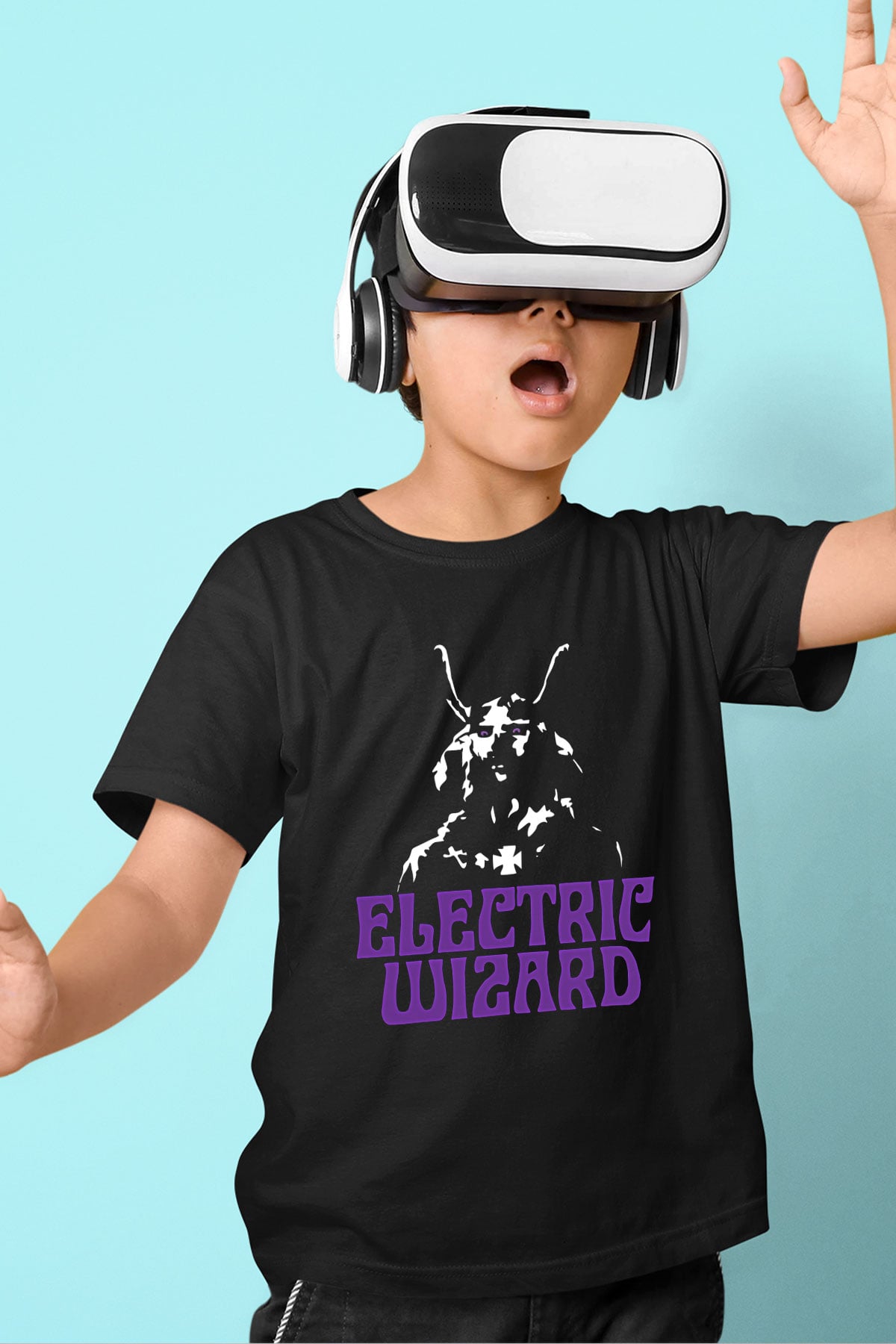 Electric Wizard Baskılı Unisex Siyah Çocuk Tişört - Tshirt