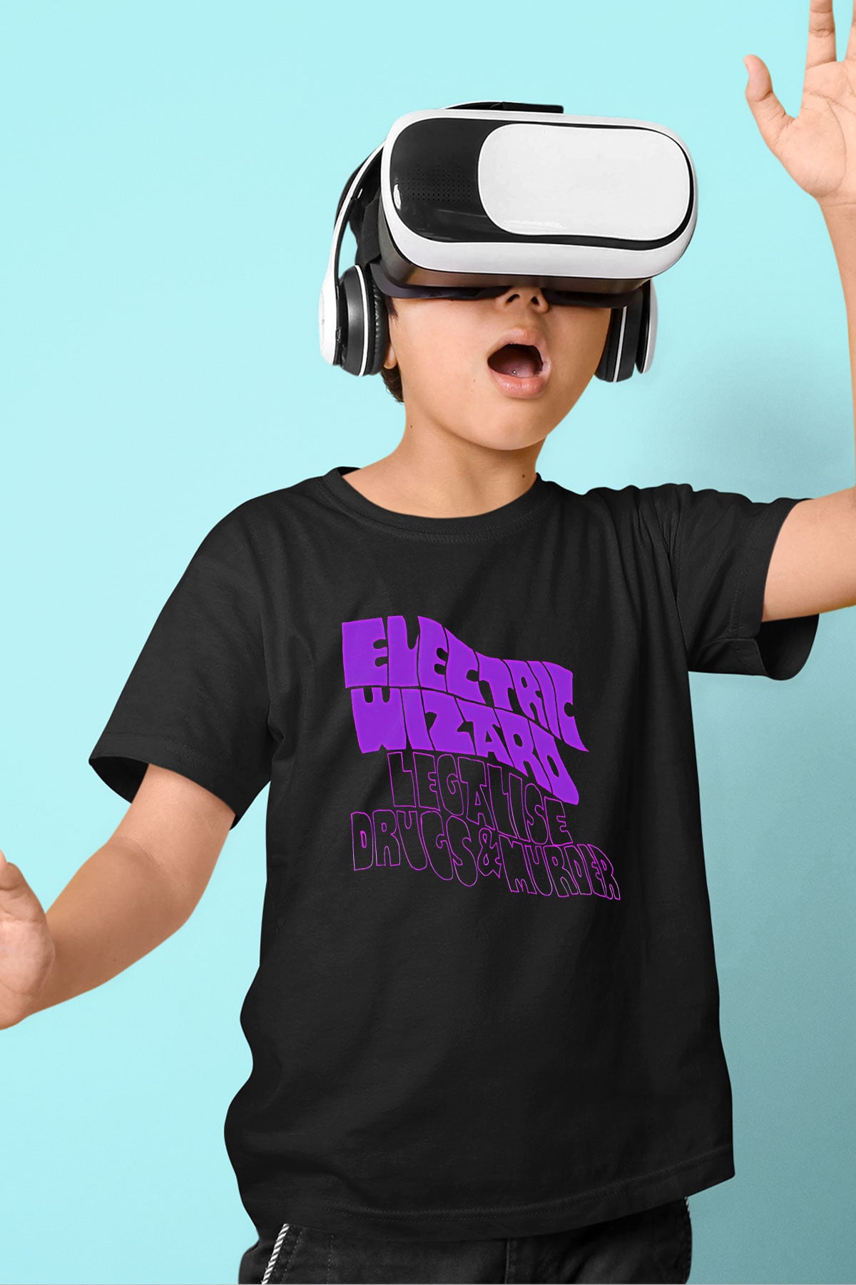 Electric Wizard Baskılı Unisex Siyah Çocuk Tişört - Tshirt