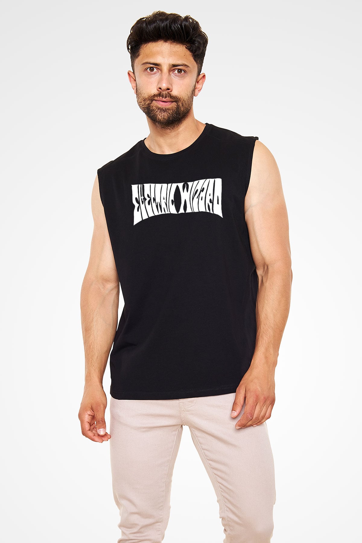 Electric Wizard Baskılı Unisex Siyah Kolsuz Tişört - Tshirt