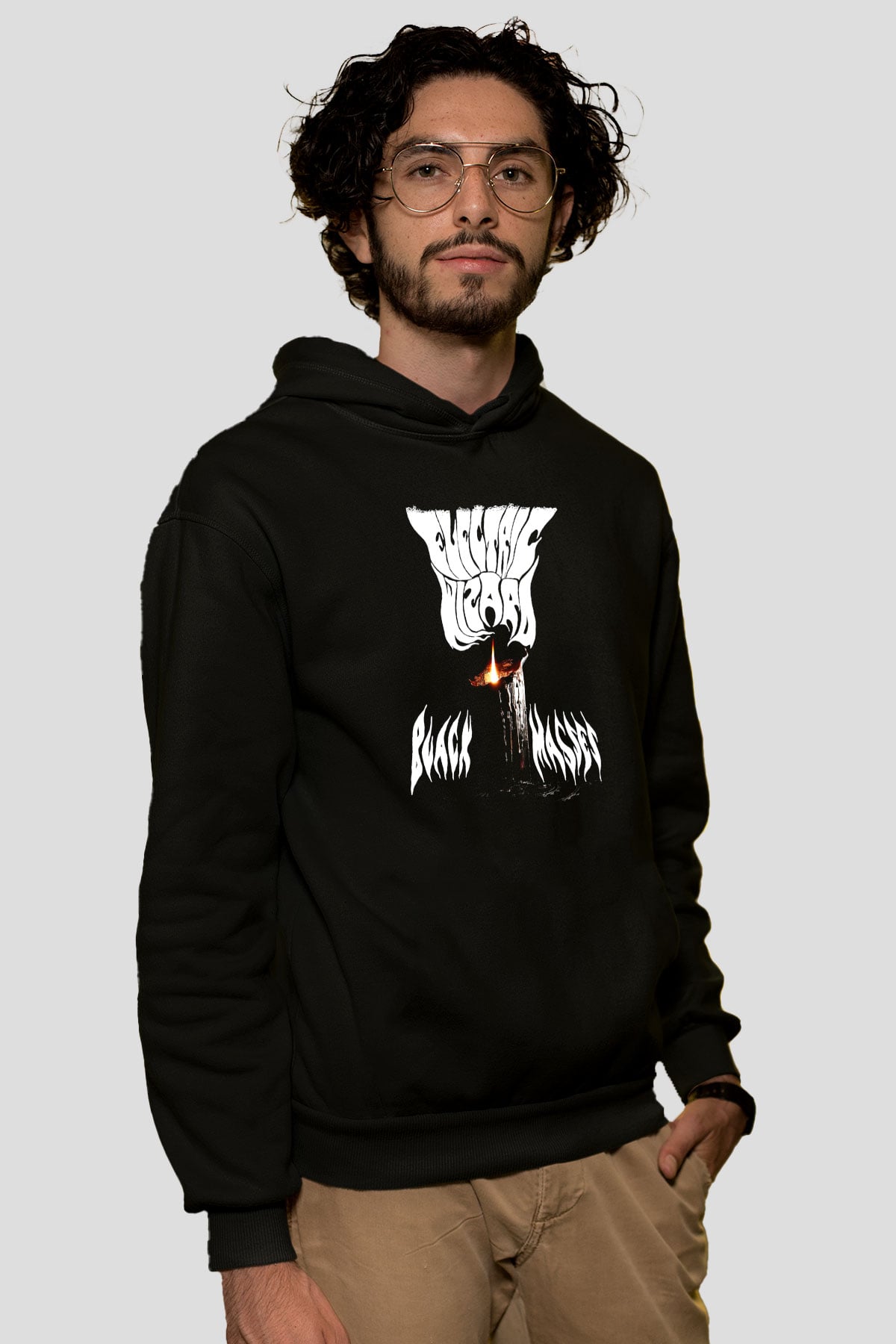 Electric Wizard Baskılı Unisex Siyah Kapüşonlu Sweatshirt