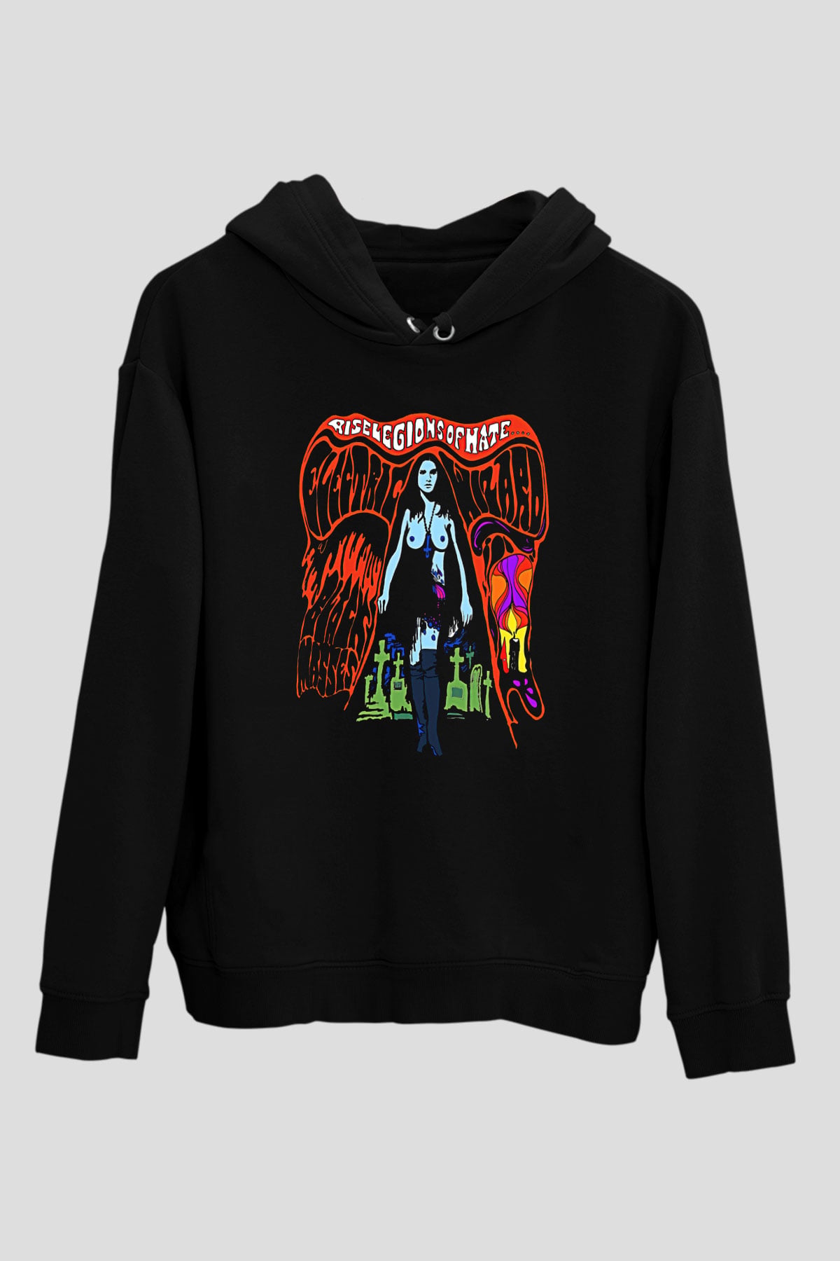 Electric Wizard Baskılı Unisex Siyah Kapüşonlu Sweatshirt