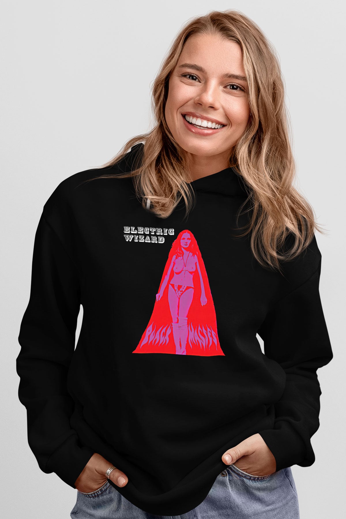 Electric Wizard Baskılı Unisex Siyah Kapüşonlu Sweatshirt
